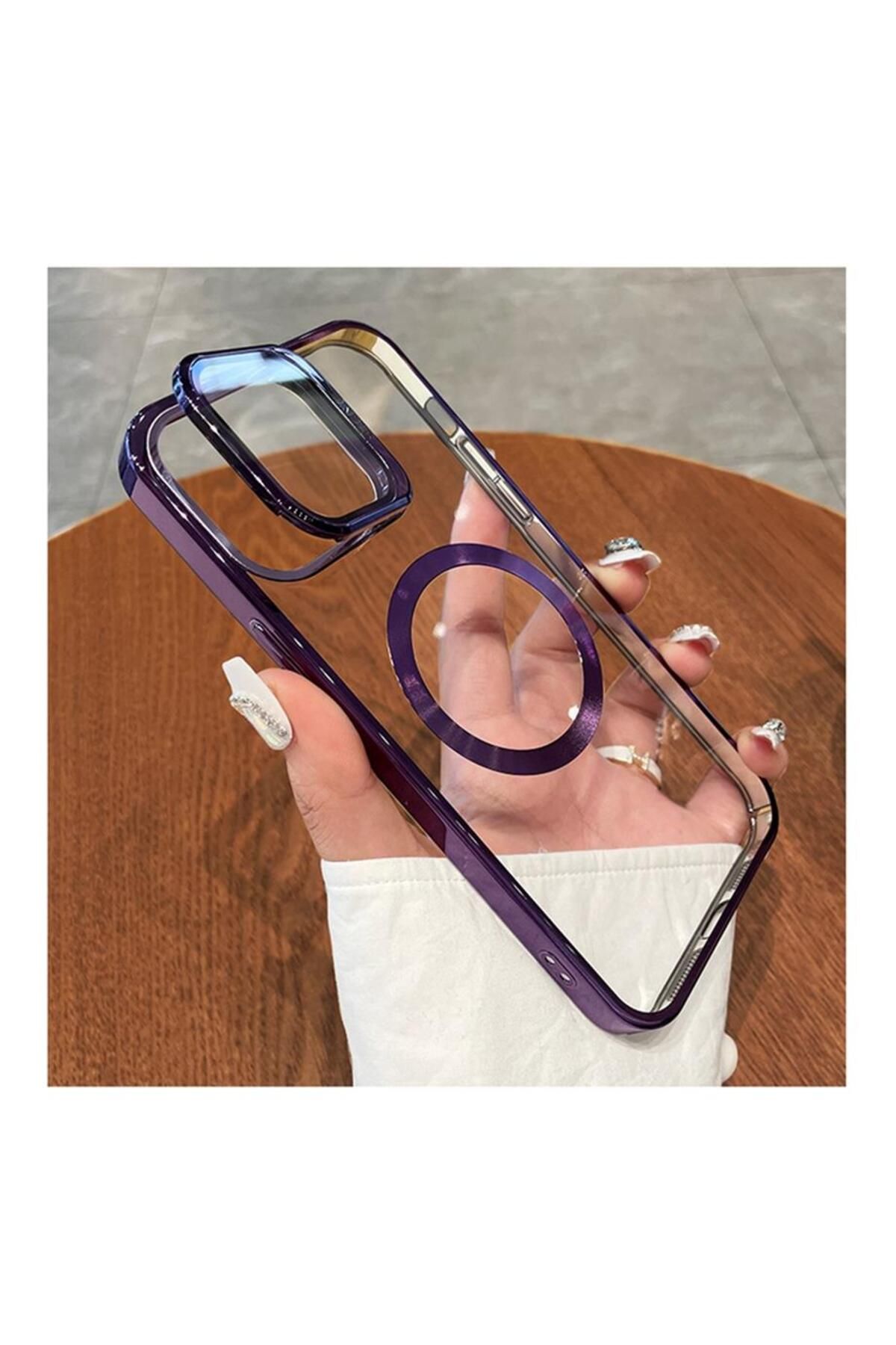 Store IPHONE 13/14 STANDLI LENS KORUYUCULU MAGSAFE MOR TELEFON KILIFI