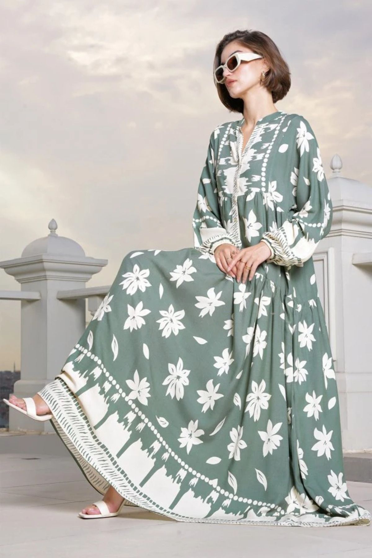 MODA Tesettür etnik desenli elbise