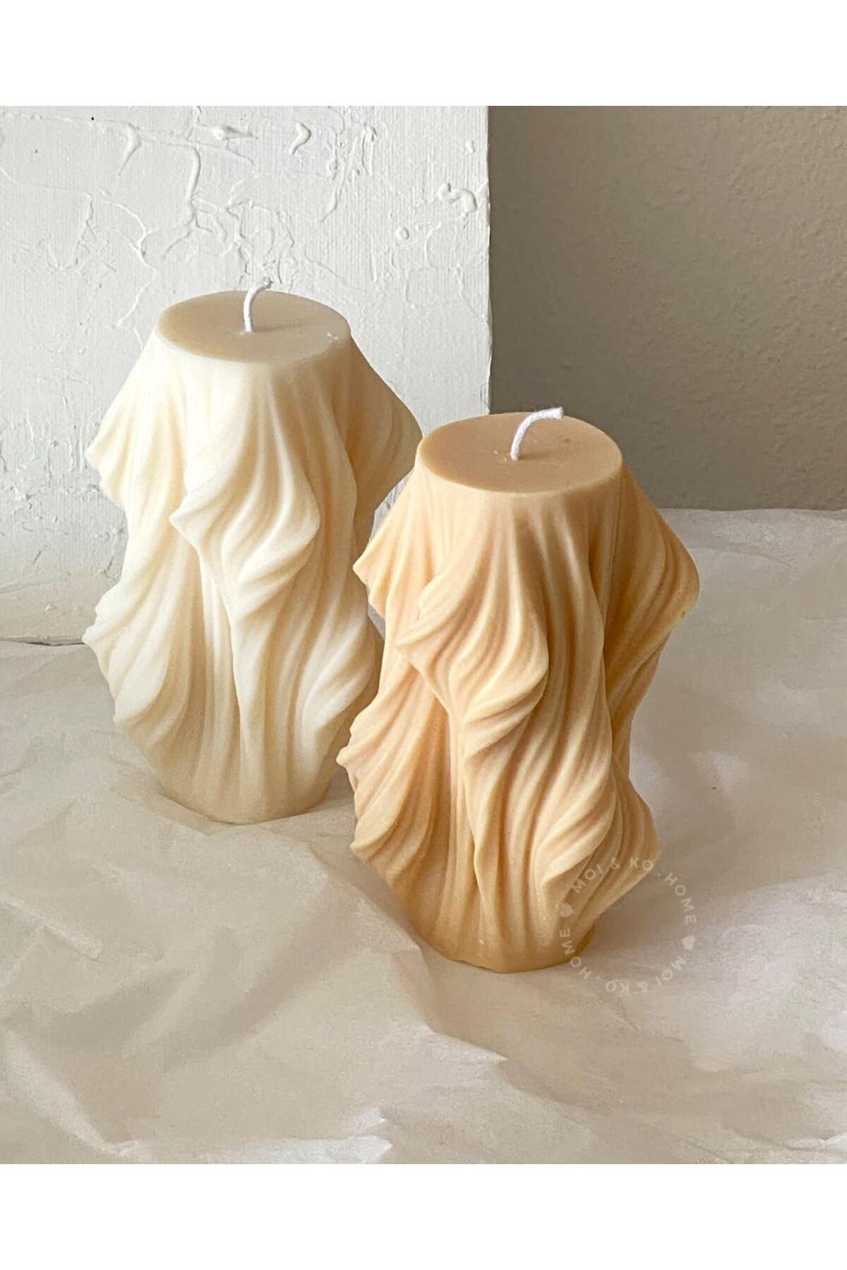 SCA CANDLE Dekoratif Dalgalı model Ketan Renk ( Kahve tonu ) Tekli ürün