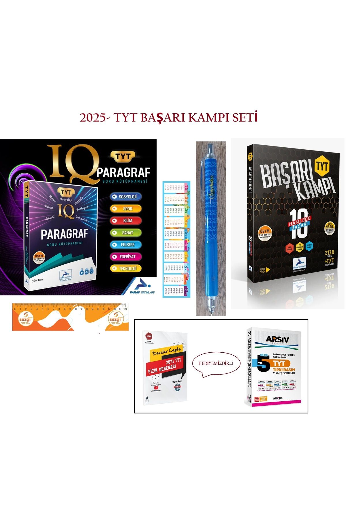 paraf yayınları Yks Tyt Iq Paragraf Soru Kütüphanesi+Tyt Başarı Kampı 10 Hamlede Deneme+Fizik Denemesi+Çıkmış Soru