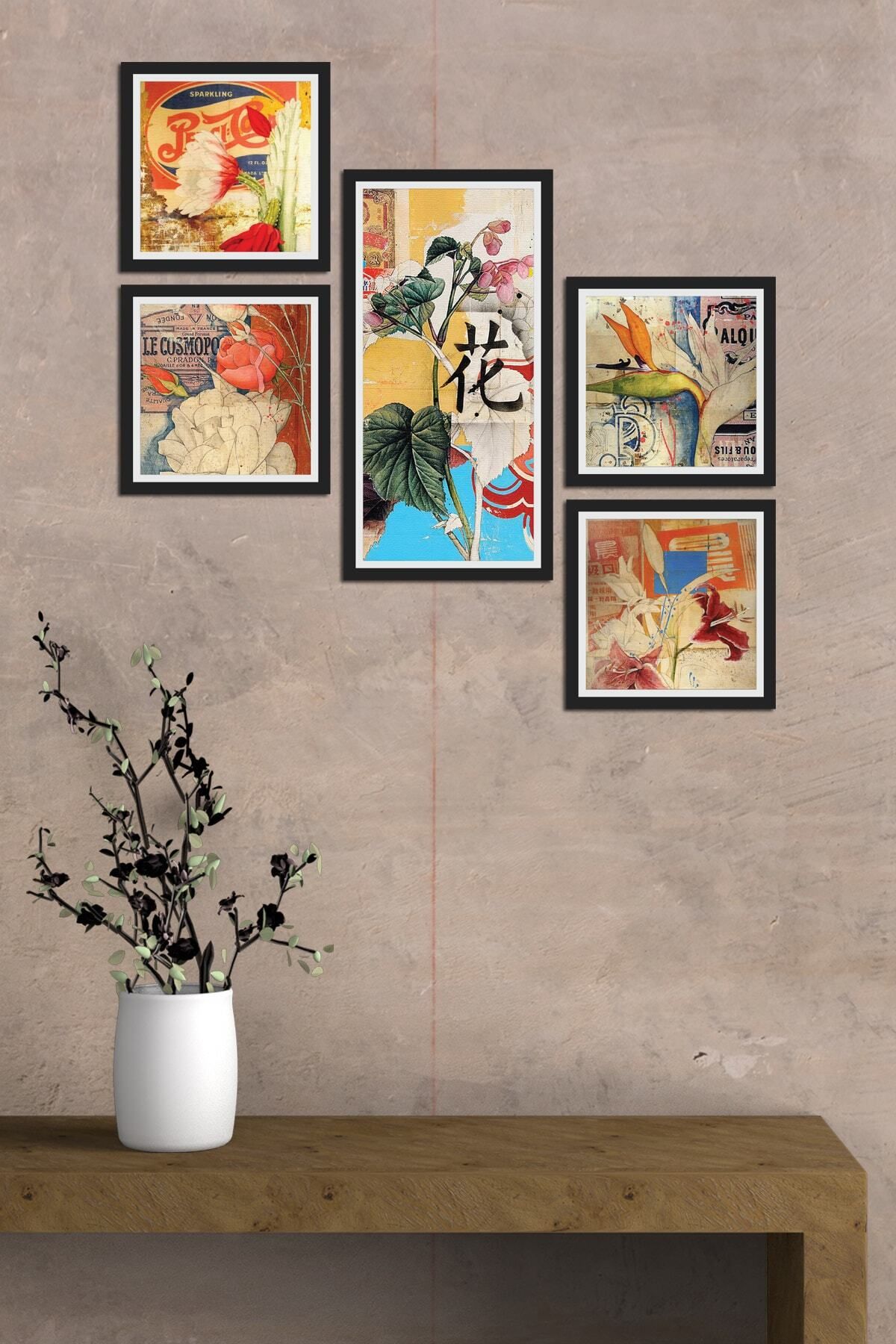 Pi Dekorasyon Collage Style 5 Parçalı Mdf Tablo Atf223
