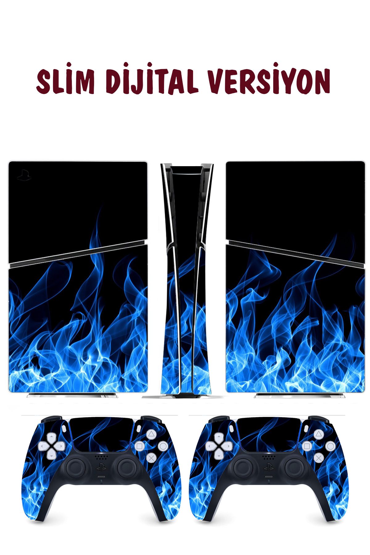 KT Decor Mavi Alevler Playstation 5 Full Sticker Kaplama Seti