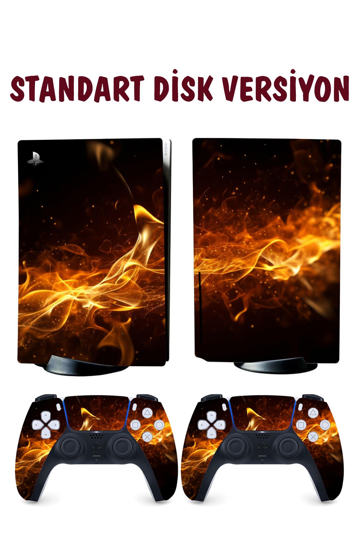 KT Decor Sarı Alevler Playstation 5 Full Sticker Kaplama Seti