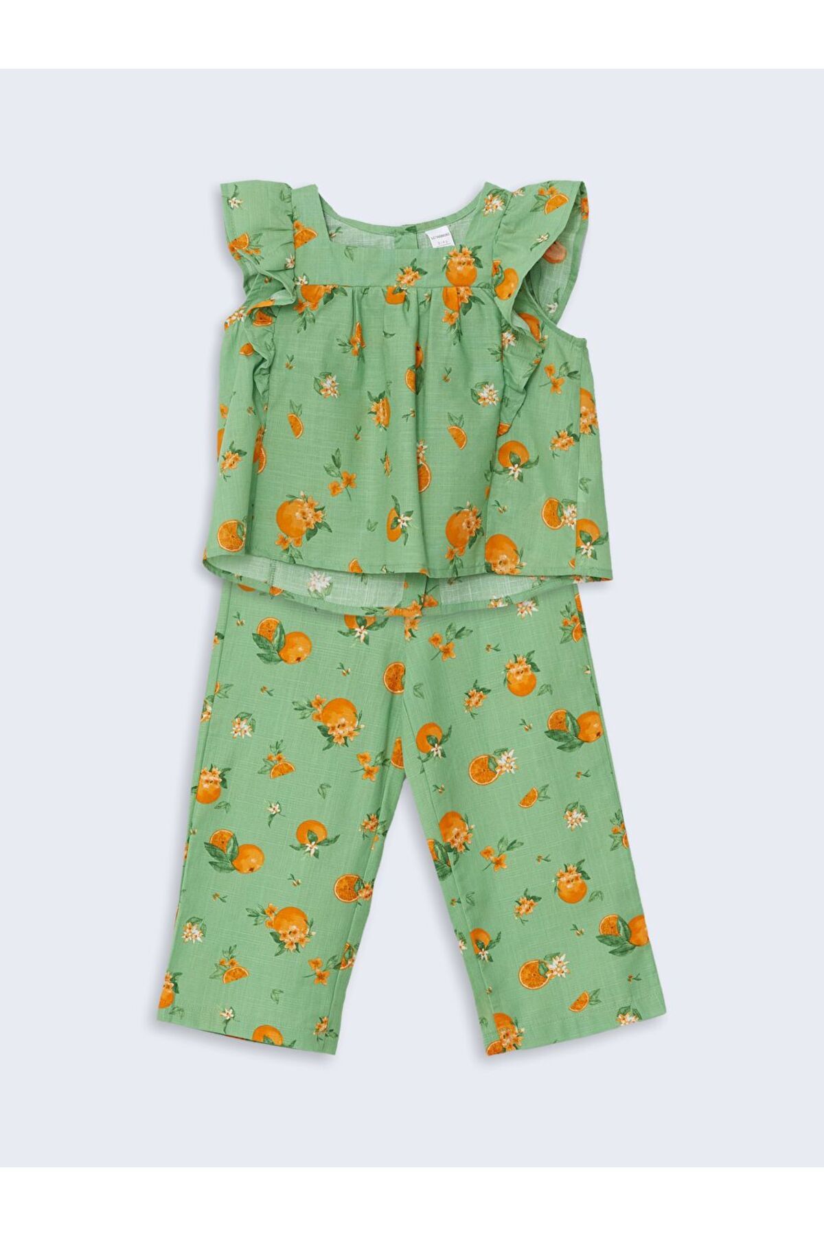 LC Waikiki LCW Kids Portakal Baskılı Kız Çocuk Bluz ve Pantolon 2'li