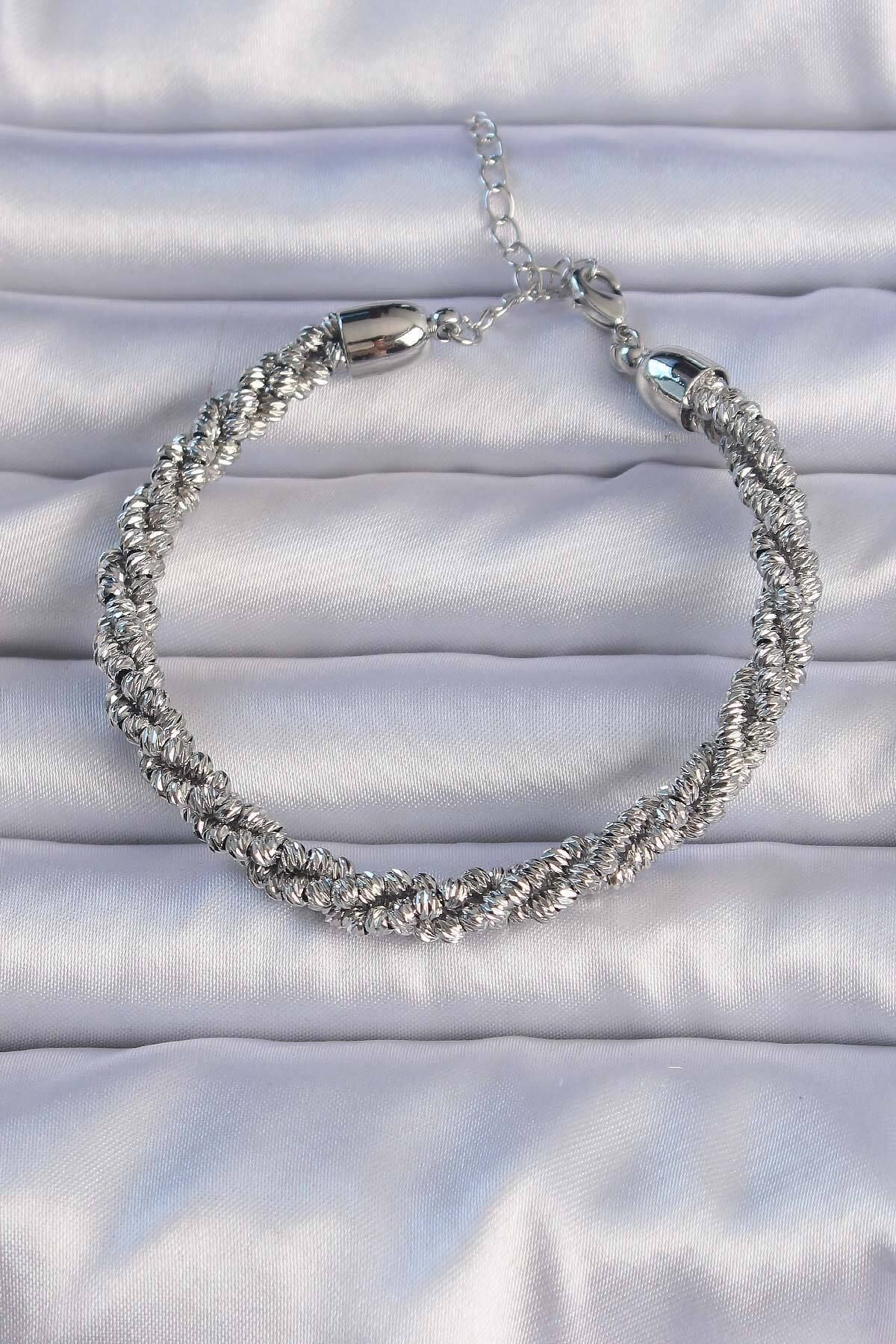 Avantaj Kapıda ® Pirinç Gümüş Renk Sarmal Model Bileklik