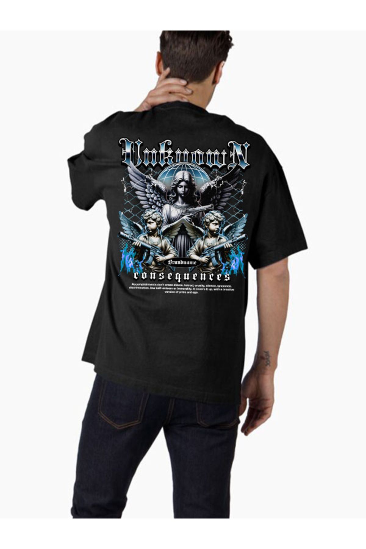 COMVİCHO Unisex streetwear33 Tasarım Baskılı Oversize T-Shirt