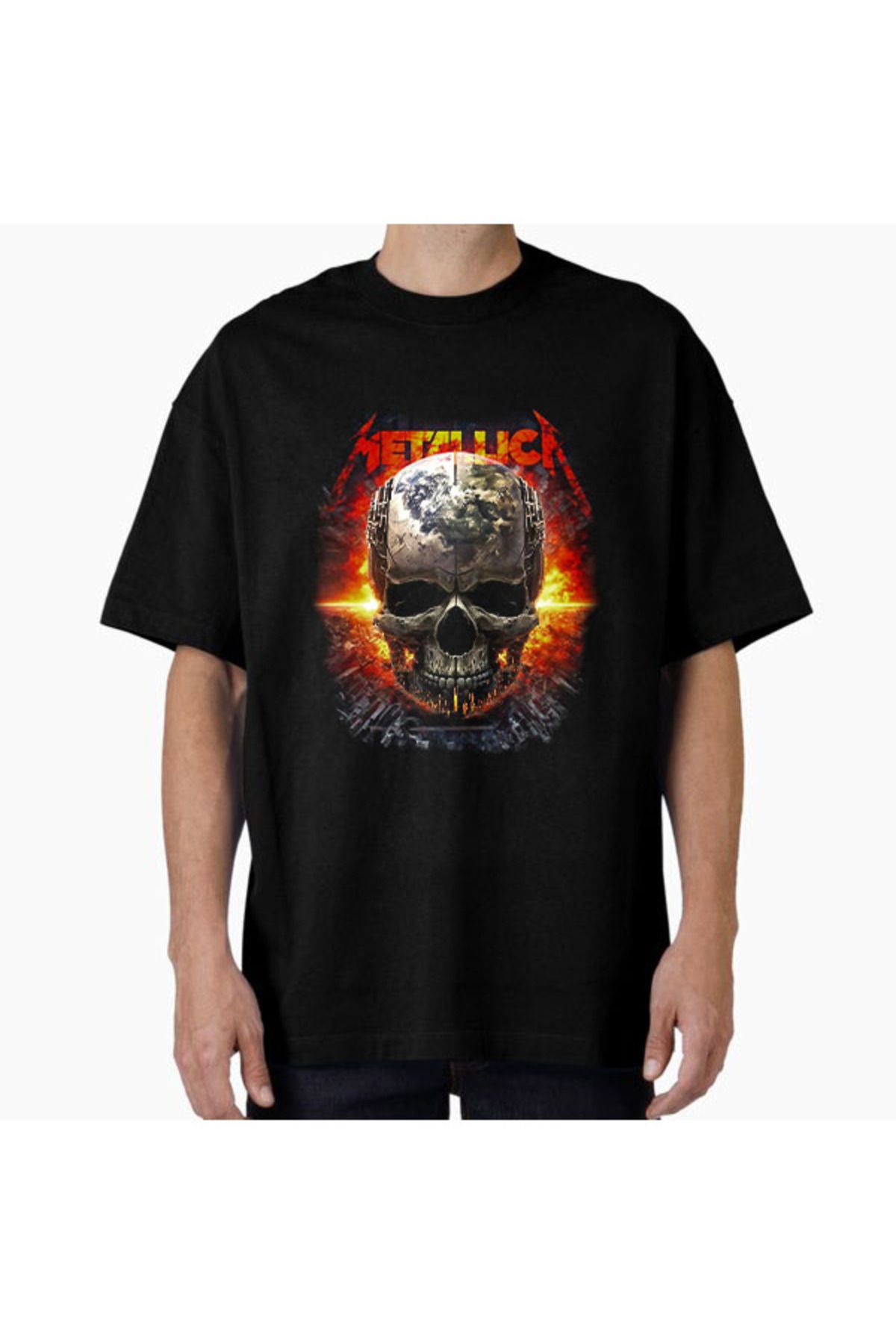 COMVİCHO Unisex Metallica37 Tasarım Baskılı Oversize T-Shirt