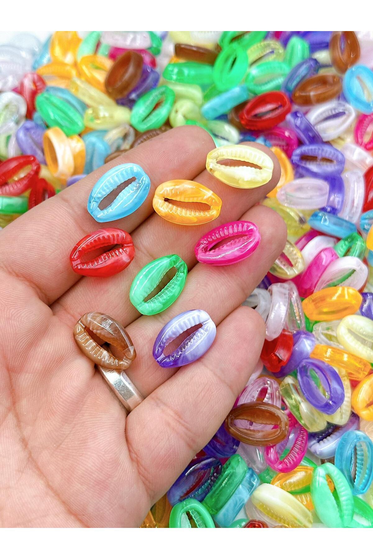E.B EBRULİ BONCUK 12 mm Renkli ve Doğal Görünümlü Akrilik Deniz Kabuğu Boncuklar (50 gr)