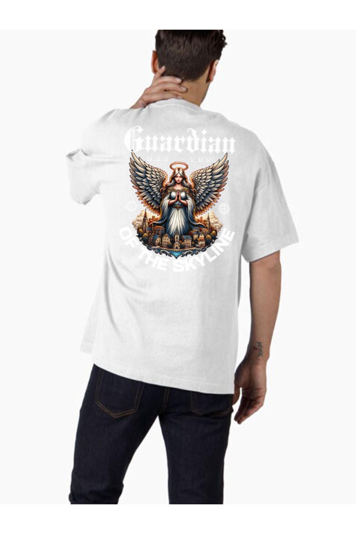 COMVİCHO Unisex streetwear129 Tasarım Baskılı Oversize T-Shirt