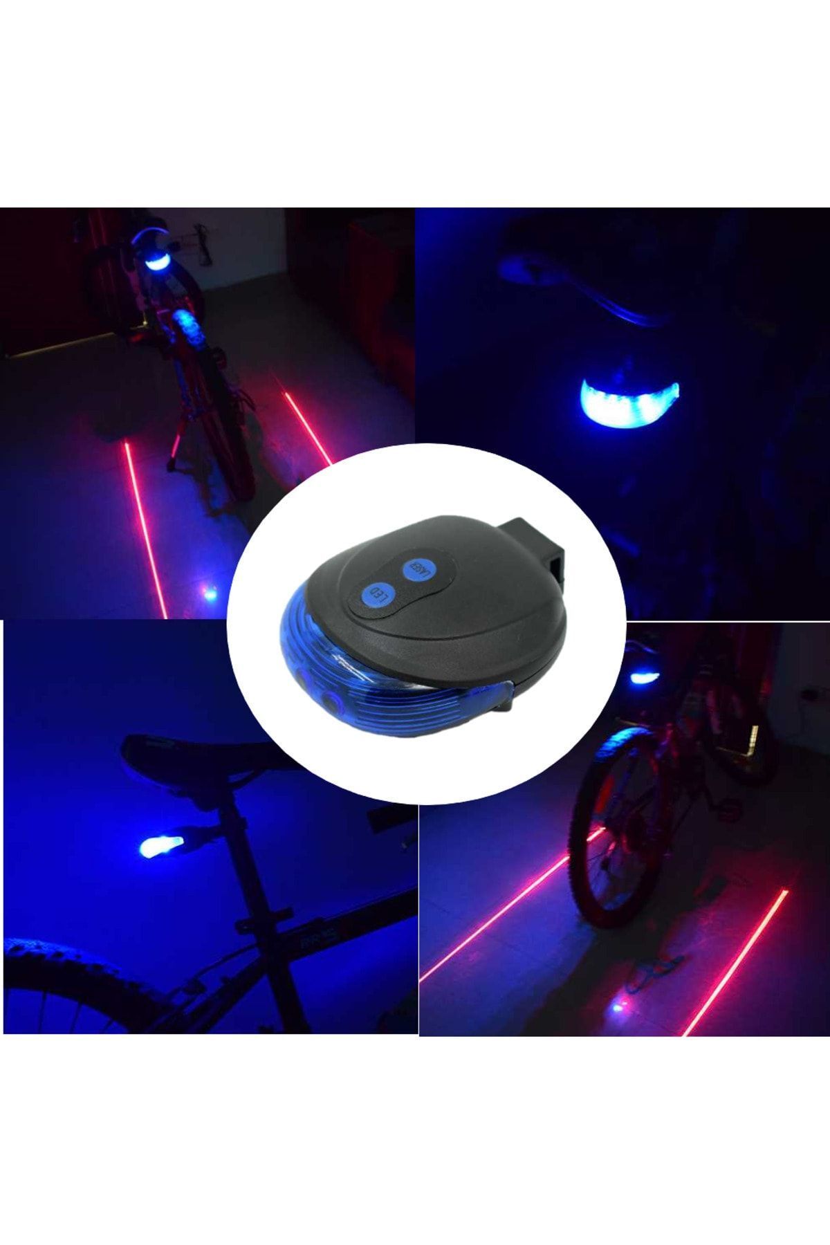 SerenityHaven Çok Fonksiyonlu Pilli Bisiklet Led Lazer Şerit Işığı Arka Stop Lambası