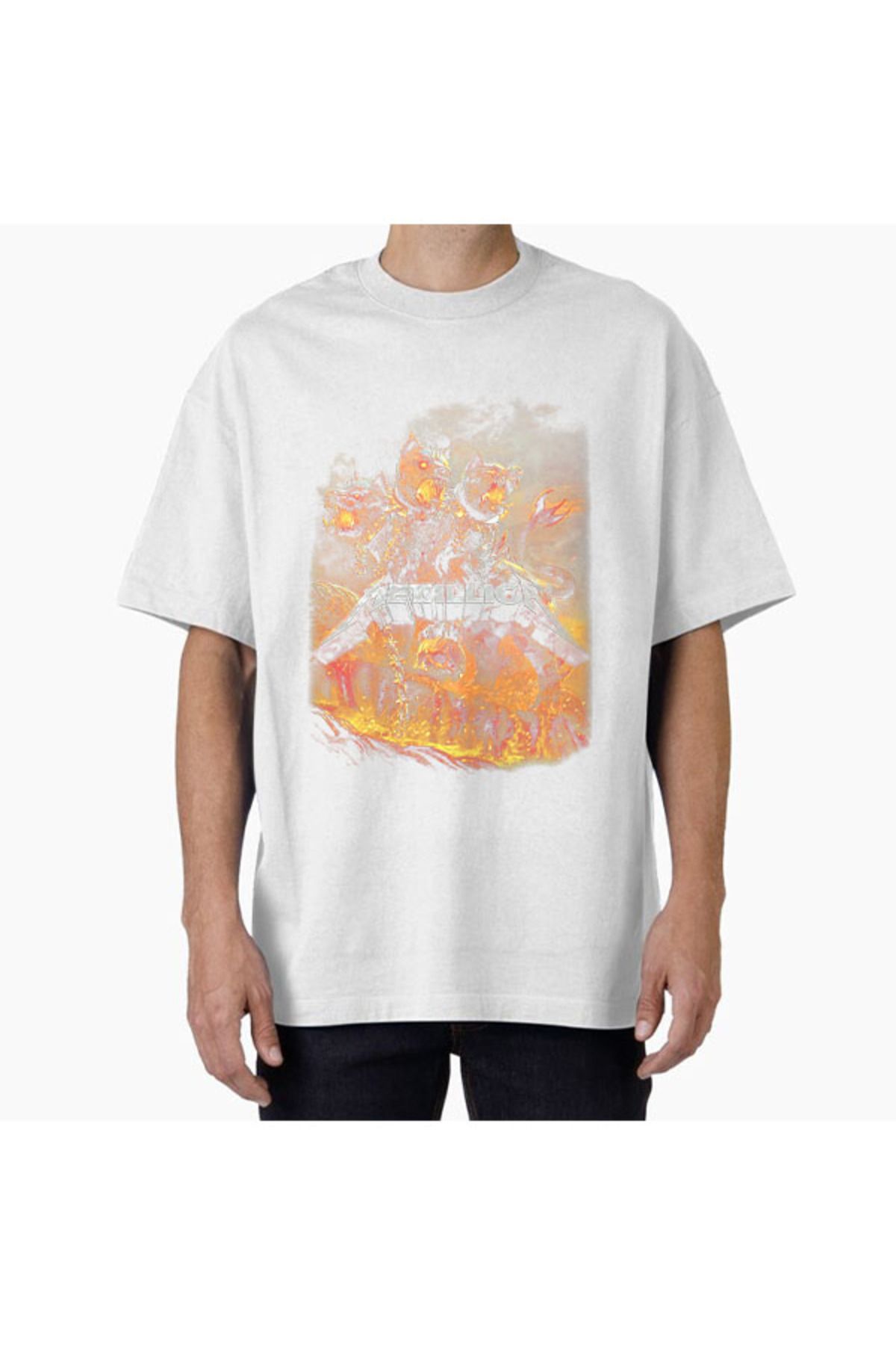 COMVİCHO Unisex Metallica19 Tasarım Baskılı Oversize T-Shirt
