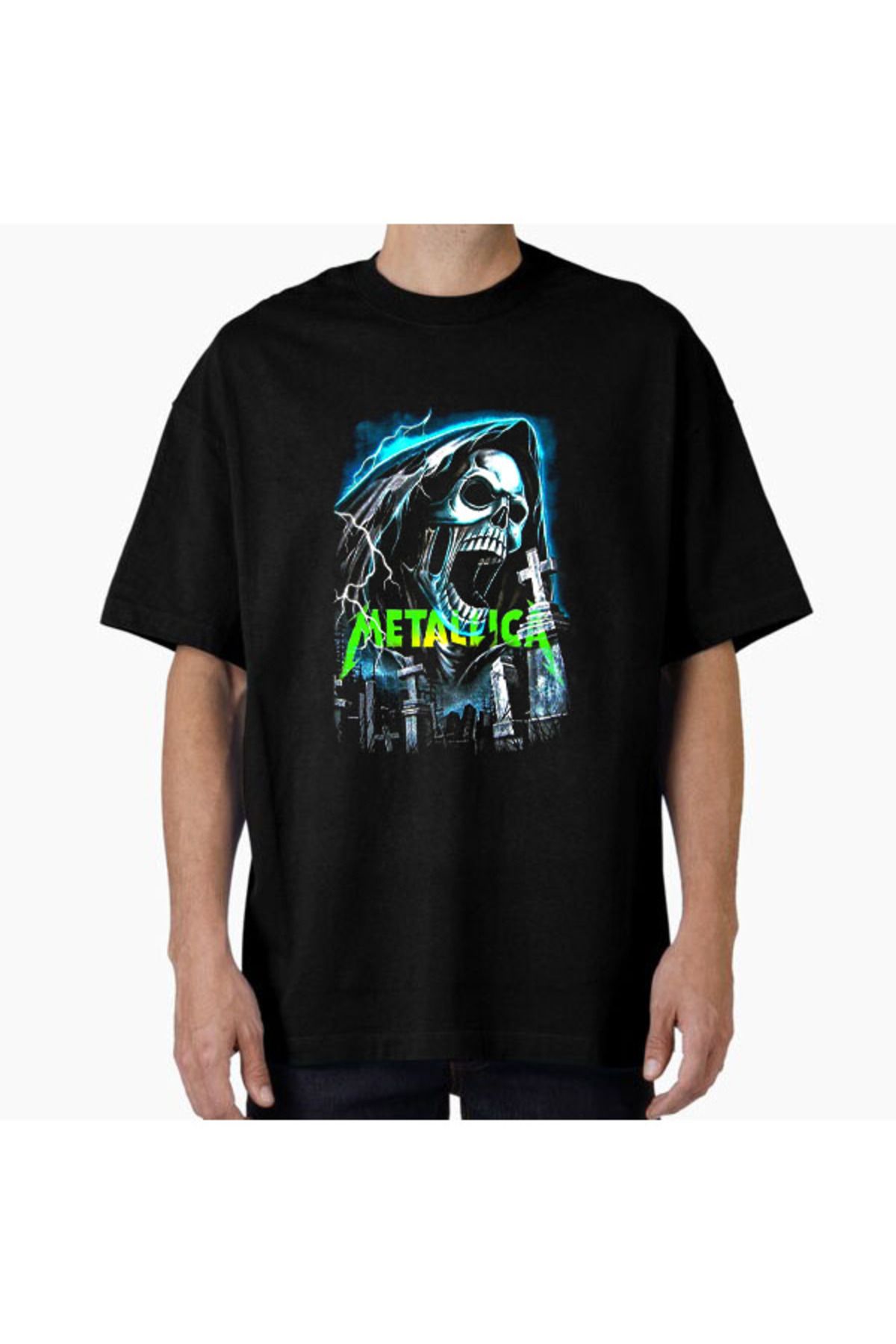 COMVİCHO Unisex Metallica30 Tasarım Baskılı Oversize T-Shirt