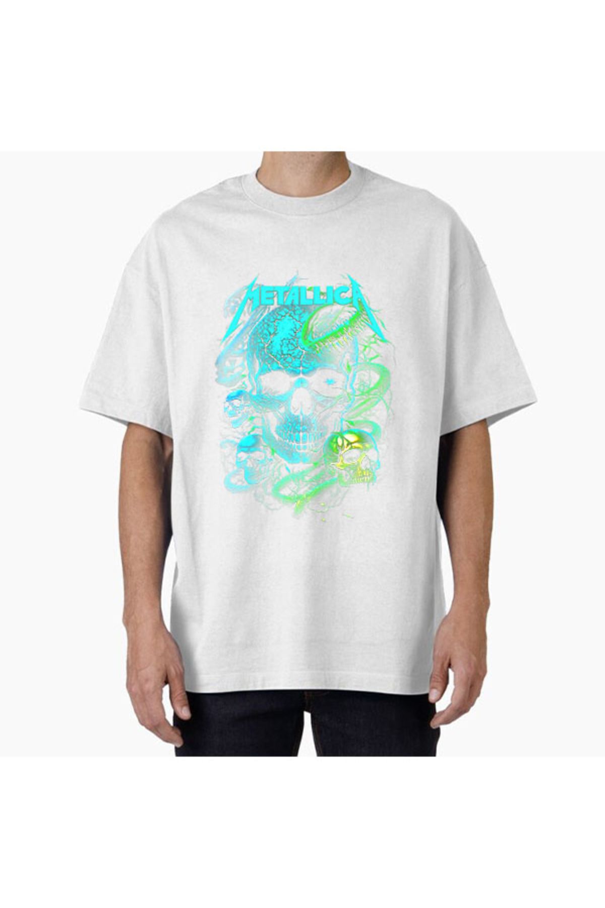 COMVİCHO Unisex Metallica44 Tasarım Baskılı Oversize T-Shirt