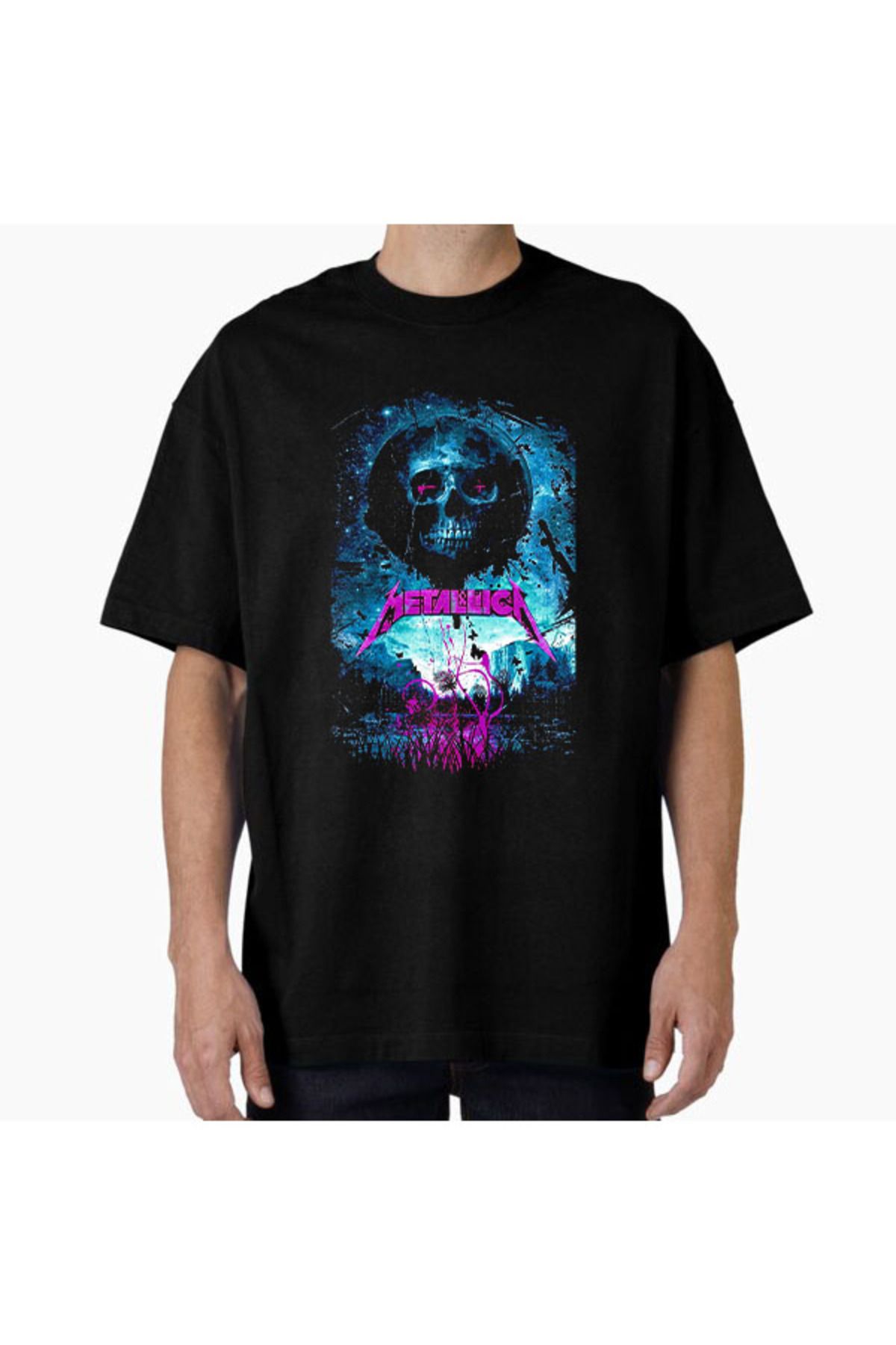 COMVİCHO Unisex Metallica12 Tasarım Baskılı Oversize T-Shirt