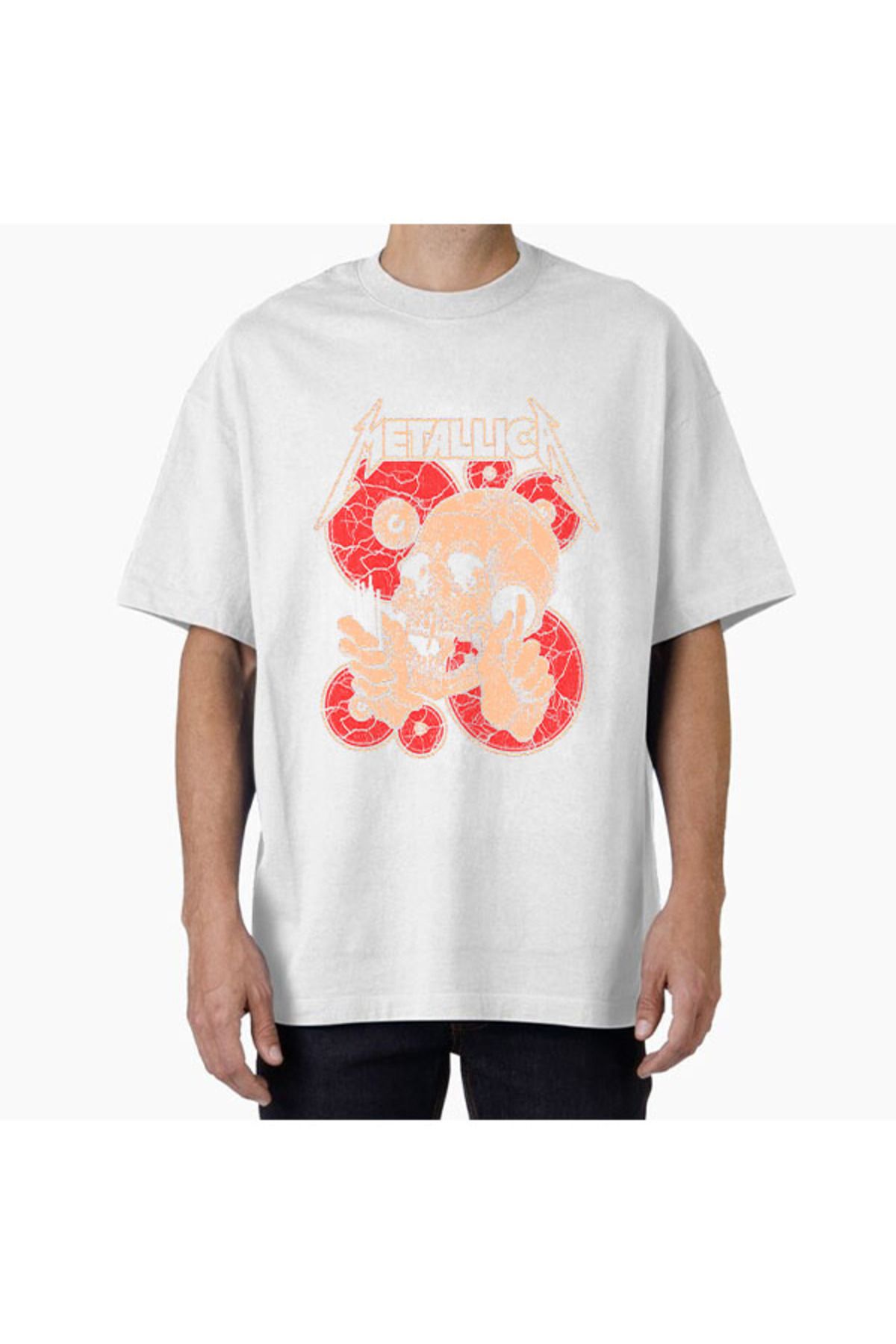 COMVİCHO Unisex metal344 Tasarım Baskılı Oversize T-Shirt