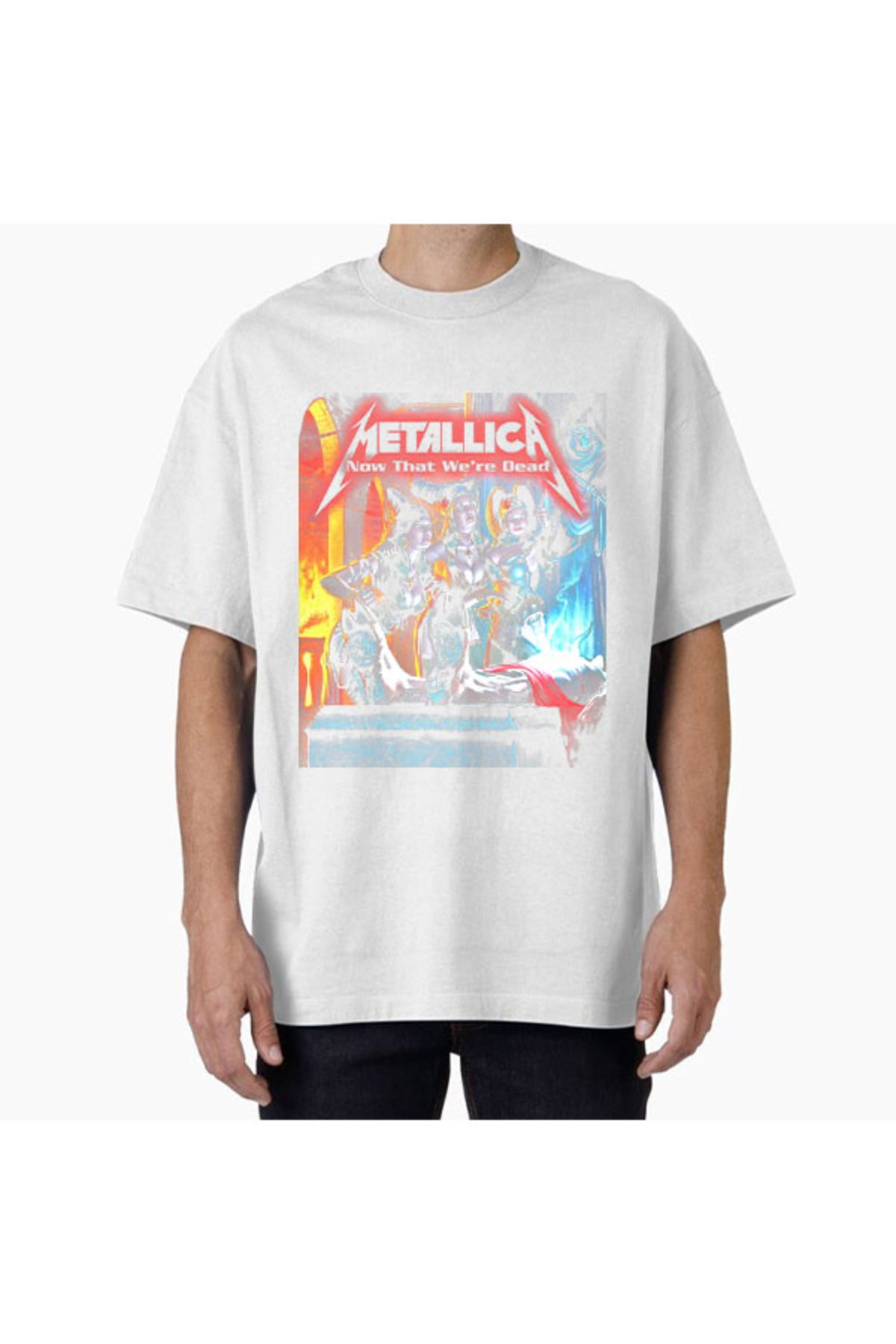 COMVİCHO Unisex Metallica22 Tasarım Baskılı Oversize T-Shirt