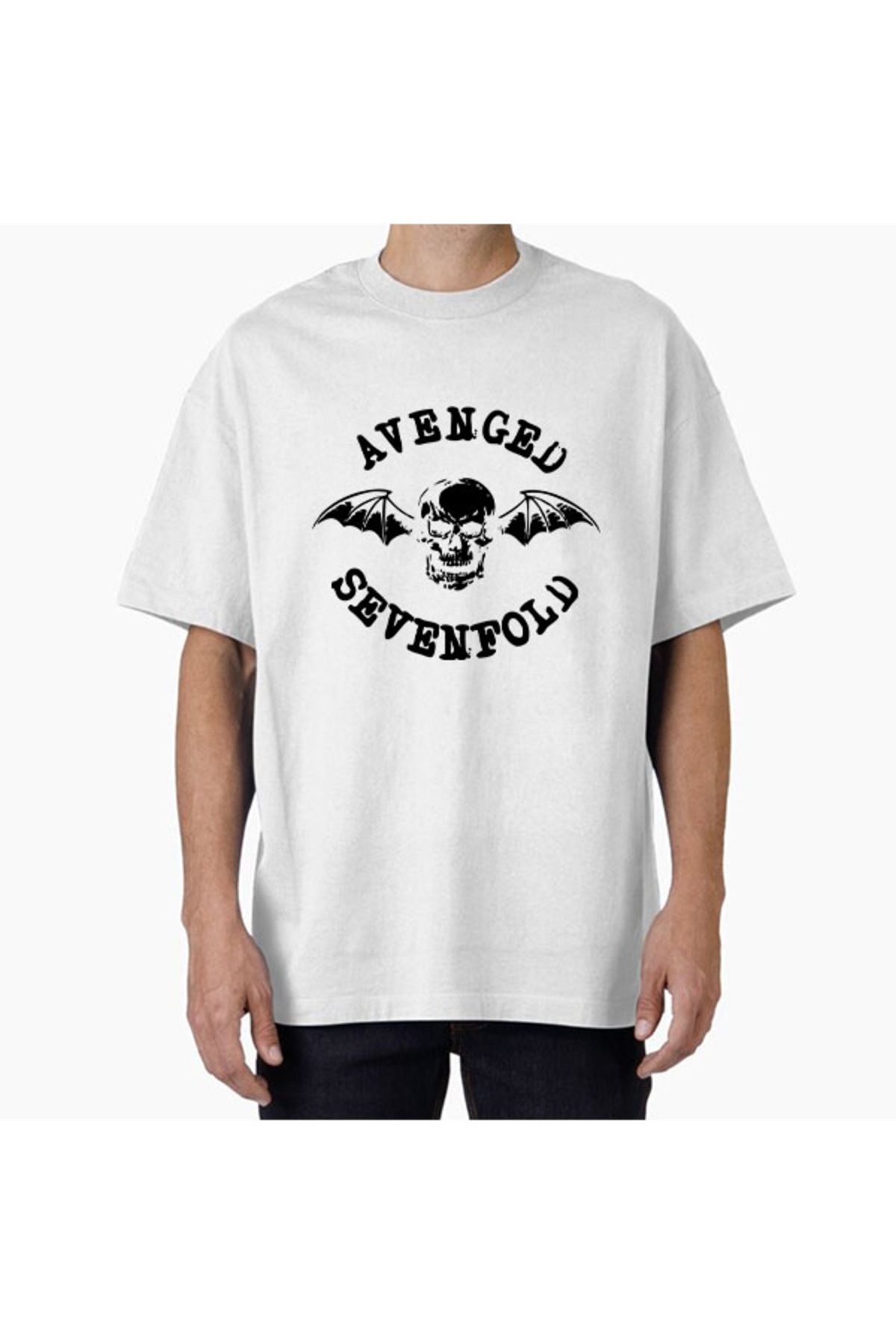 COMVİCHO Unisex AVENGEDSEVENFOLDArt1 Tasarım Baskılı Oversize T-Shirt