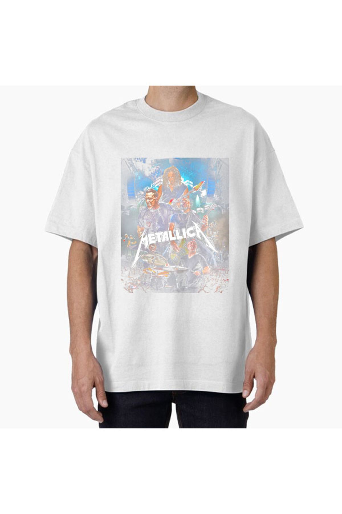 COMVİCHO Unisex Metallica18 Tasarım Baskılı Oversize T-Shirt