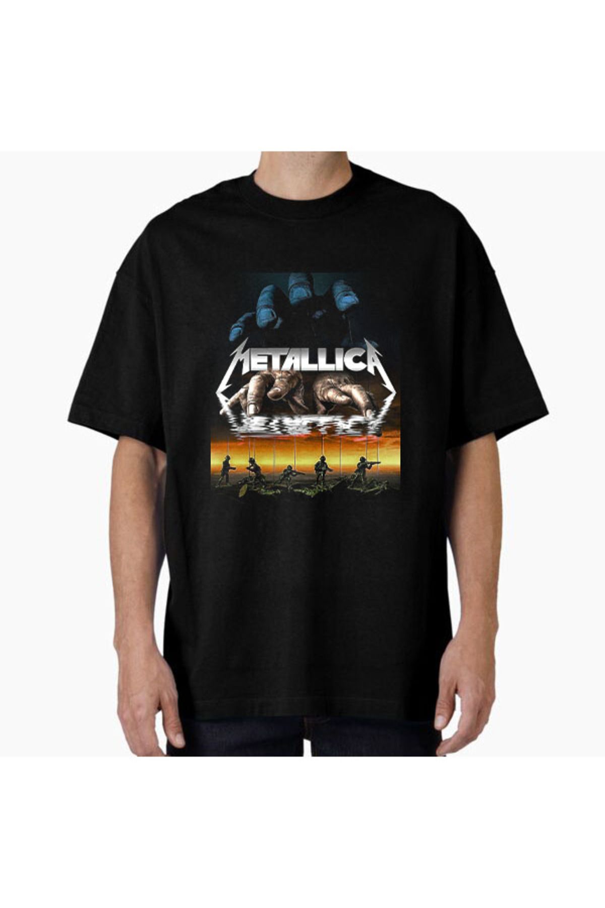 COMVİCHO Unisex Metallica9 Tasarım Baskılı Oversize T-Shirt