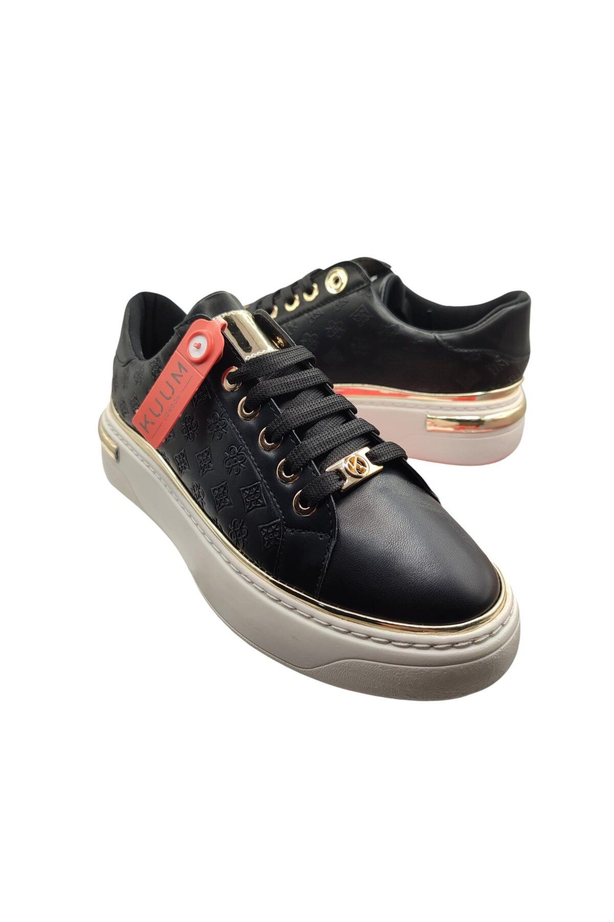 KUUM LONDON Sneakers Kadın Ayakkabı Ortopedik Taban Siyah Desen
