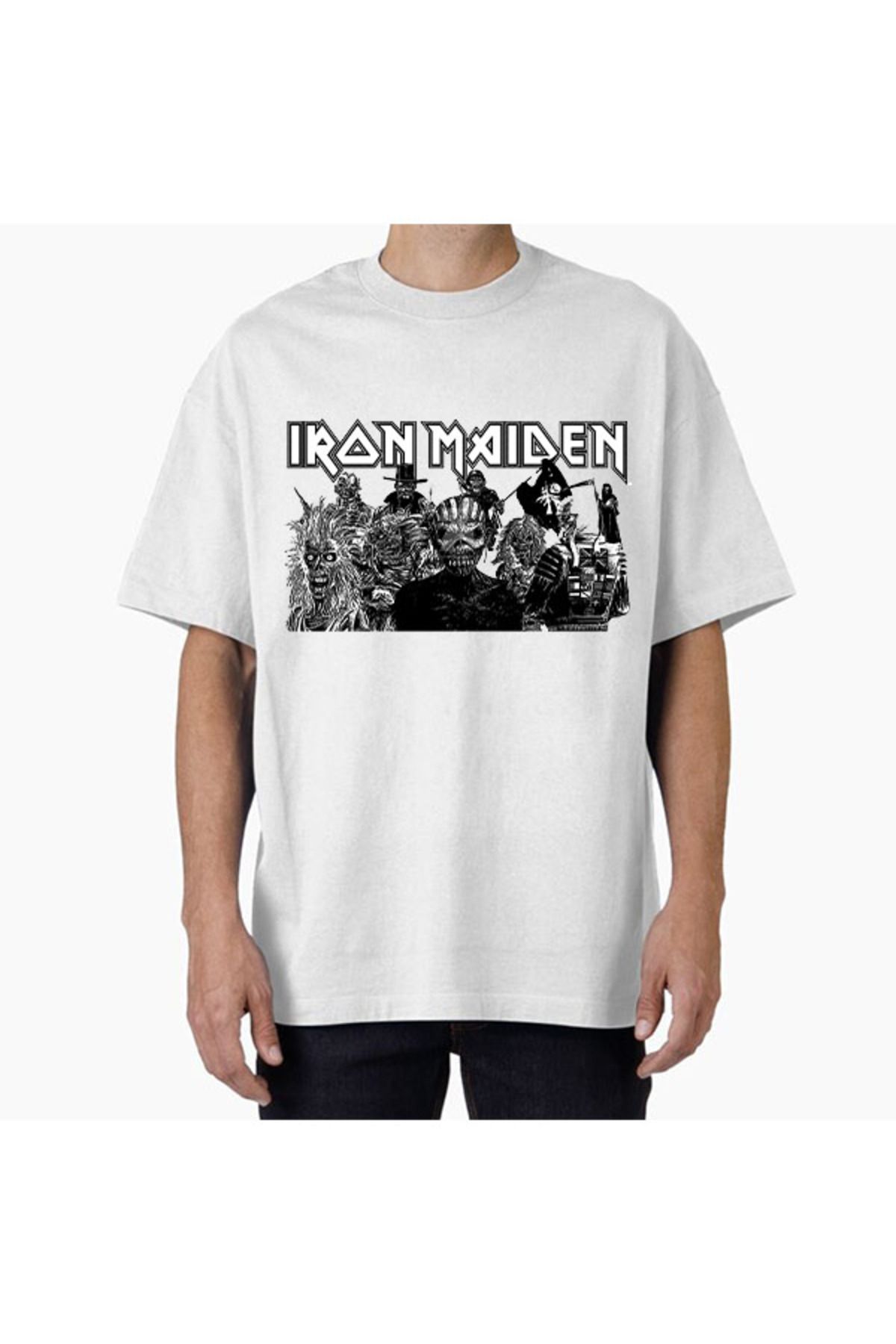 COMVİCHO Unisex MAIDEN82 Tasarım Baskılı Oversize T-Shirt