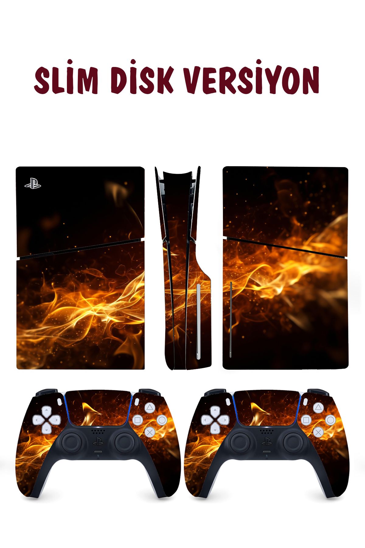 KT Decor Sarı Alevler Playstation 5 Full Sticker Kaplama Seti