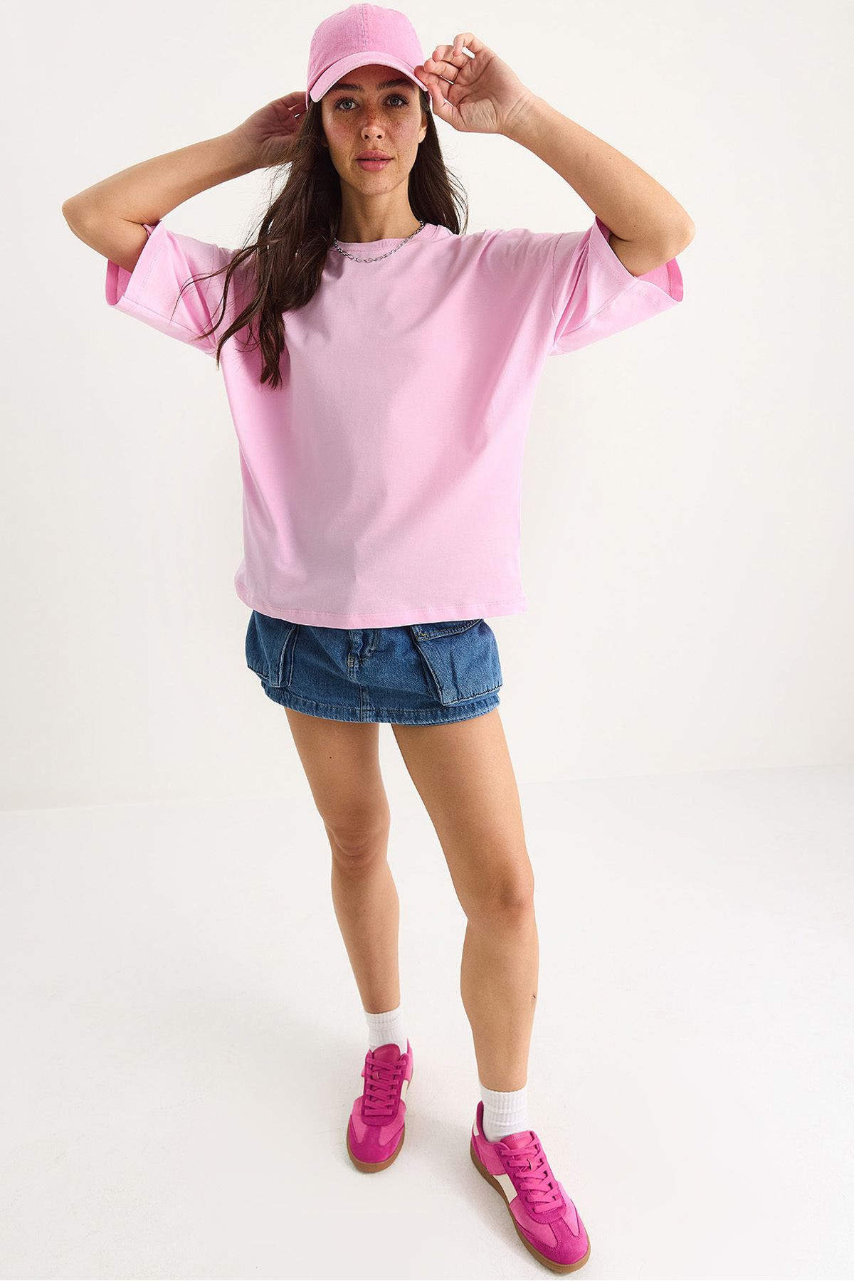 Bianco Lucci Kadın %100 Organik Pamuk Oversize Basic T-Shirt 60602065