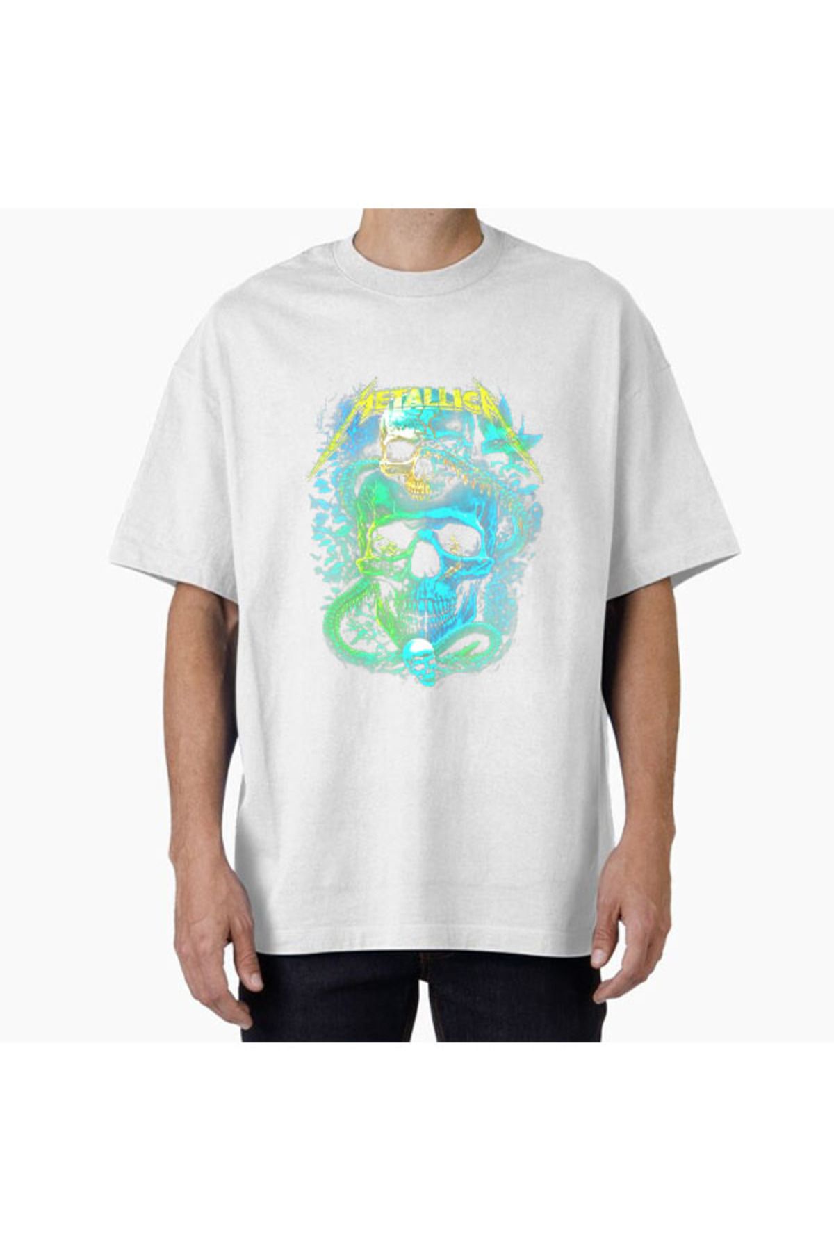 COMVİCHO Unisex Metallica38 Tasarım Baskılı Oversize T-Shirt
