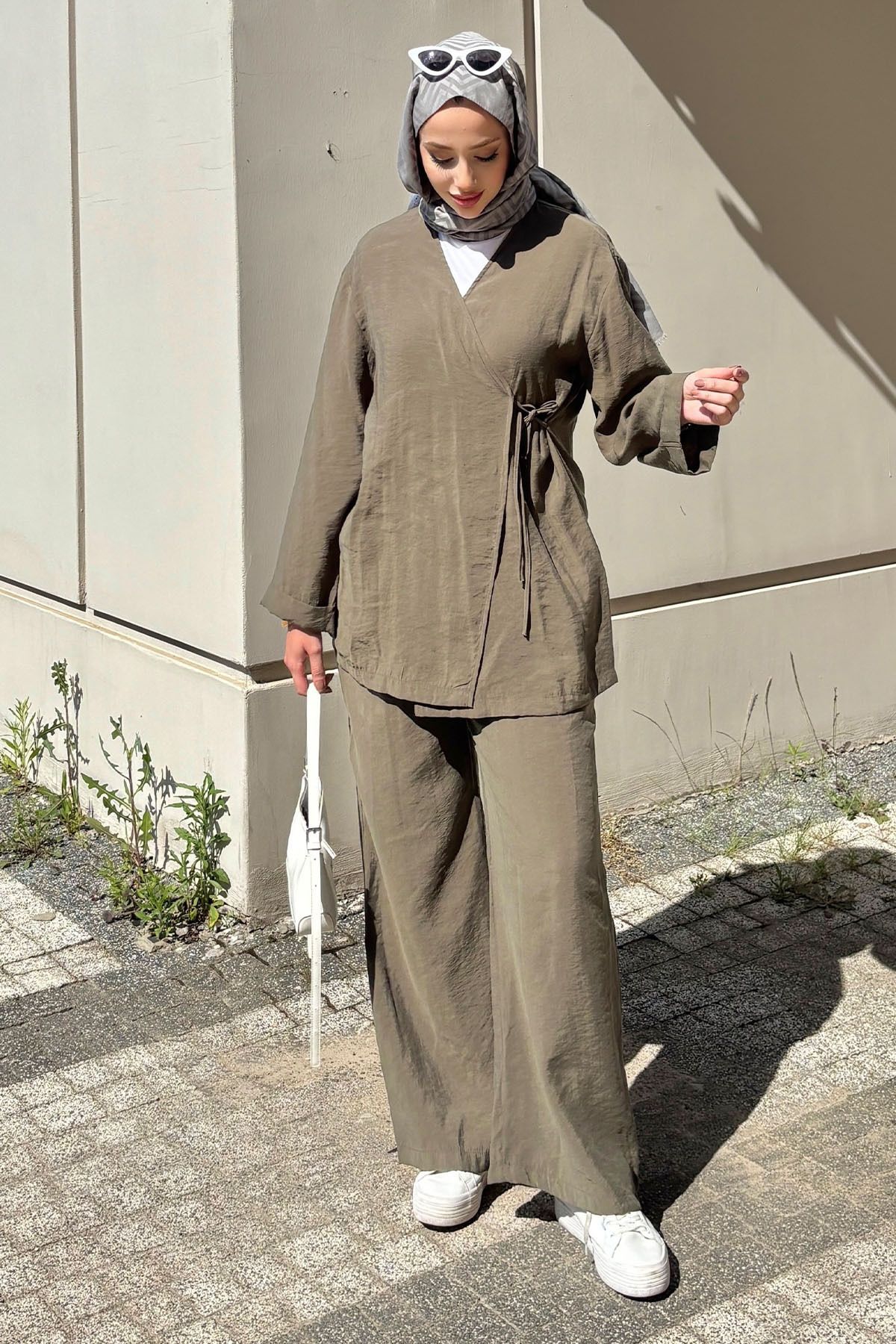 Tesettür Diyarı Yazlık Kumaş Kimono Takım
