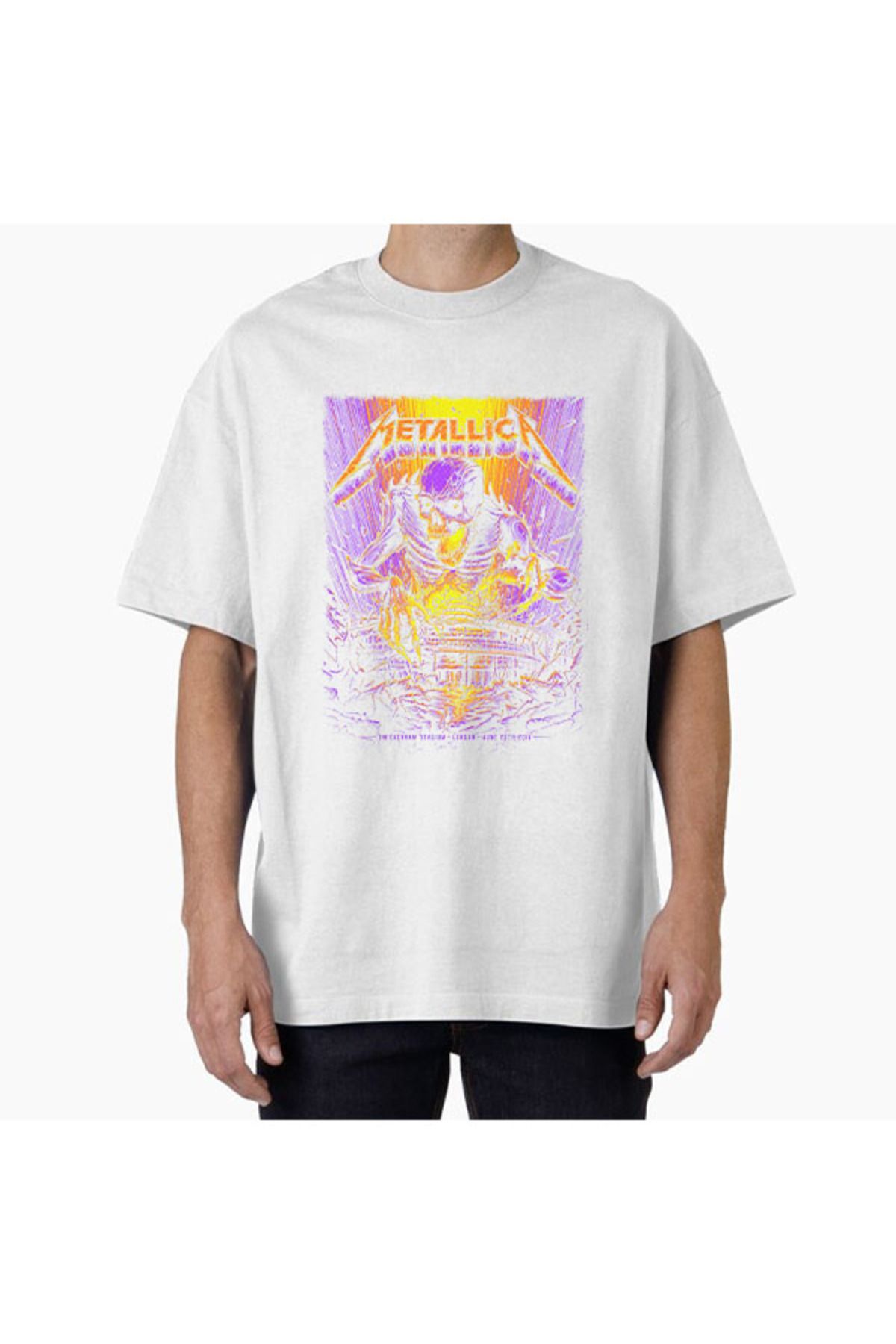 COMVİCHO Unisex metalica2 Tasarım Baskılı Oversize T-Shirt