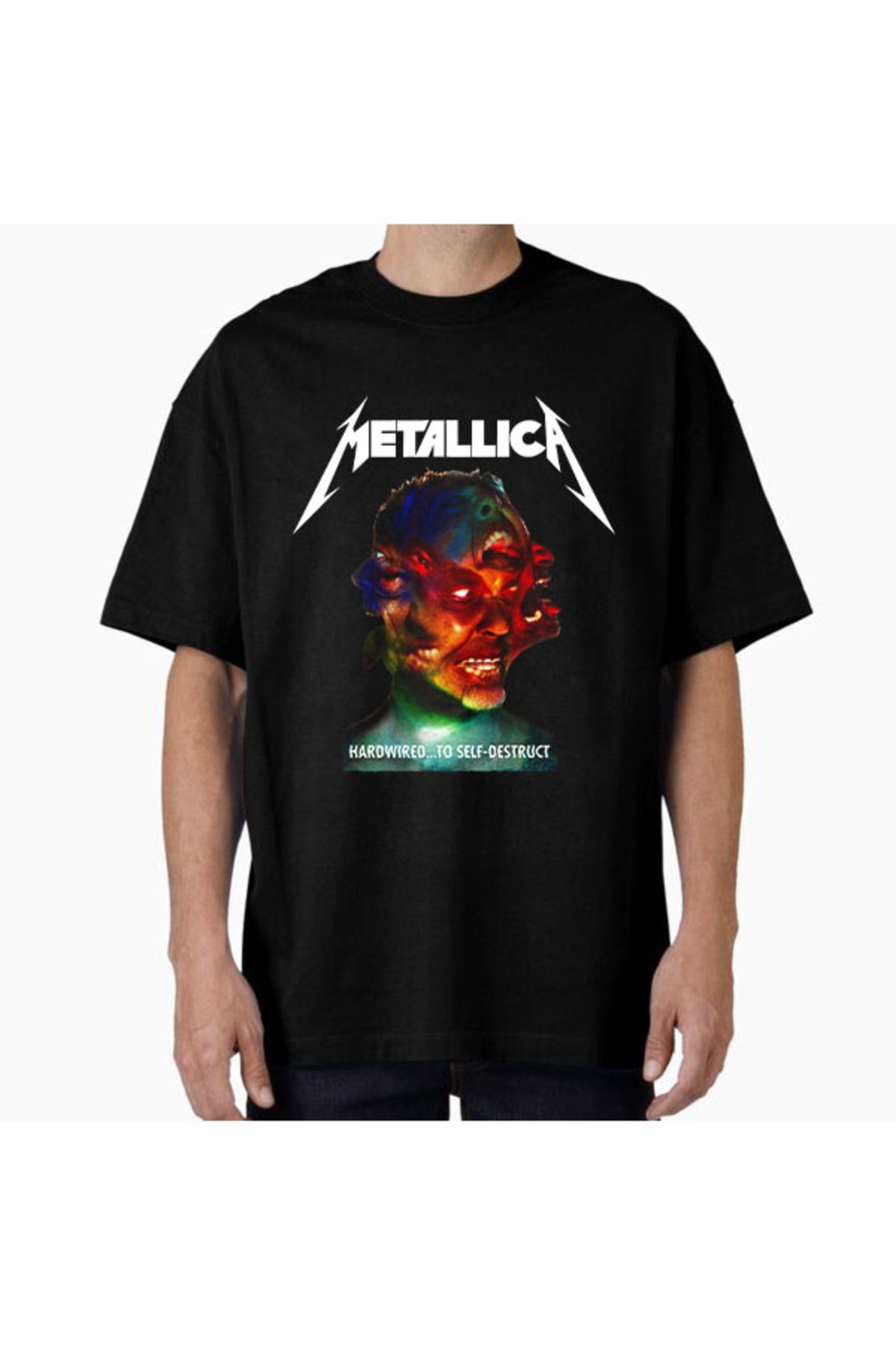 COMVİCHO Unisex metallicahardwiredOutput Tasarım Baskılı Oversize T-Shirt