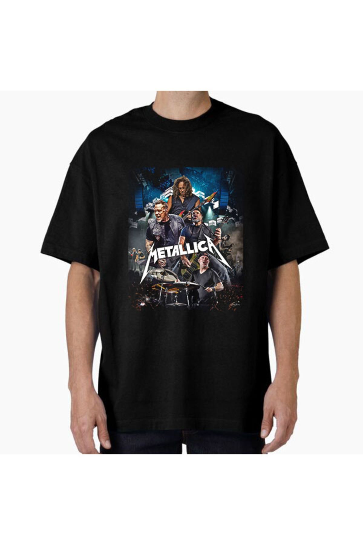 COMVİCHO Unisex Metallica18 Tasarım Baskılı Oversize T-Shirt