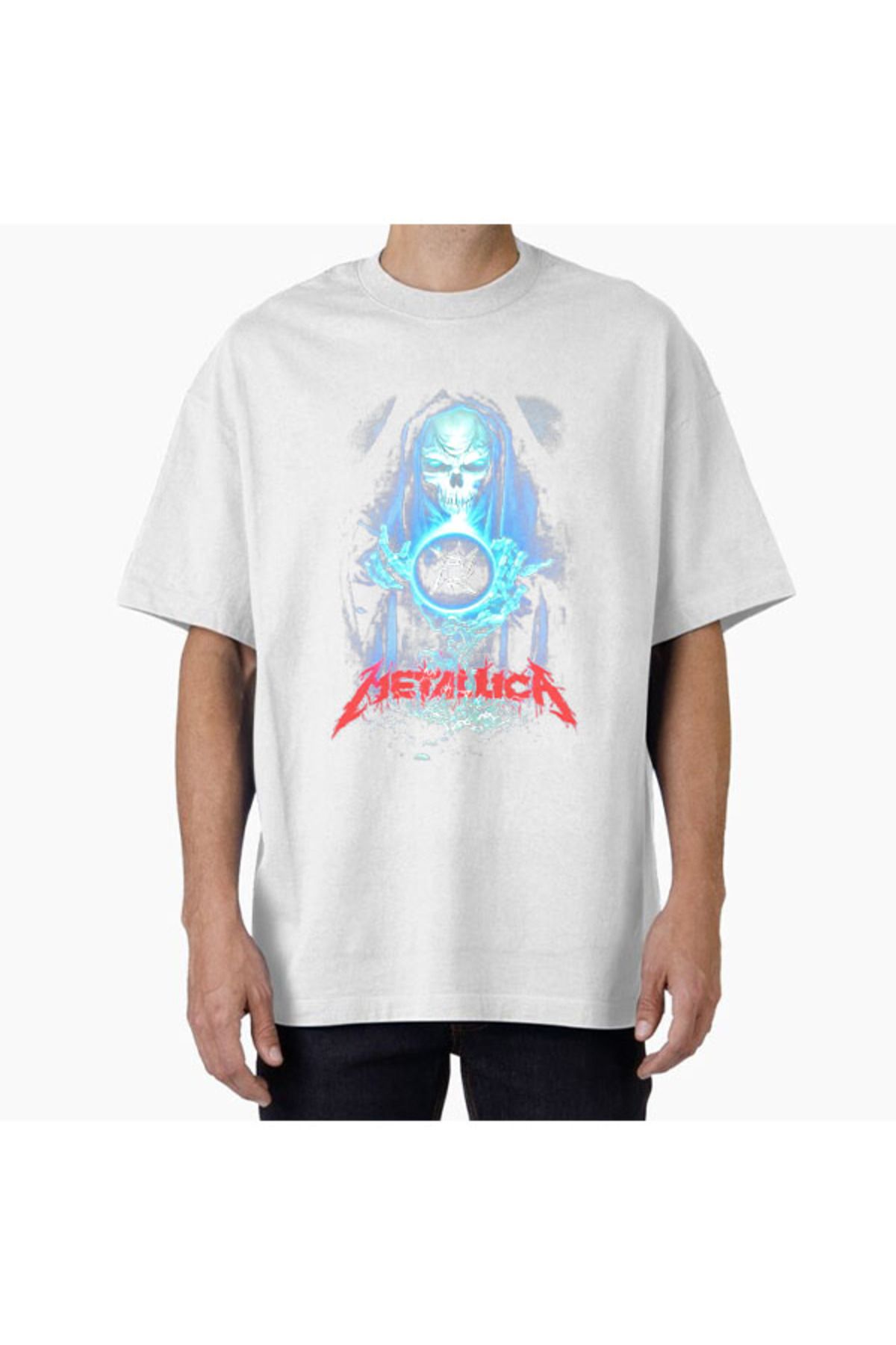 COMVİCHO Unisex Metallica11 Tasarım Baskılı Oversize T-Shirt