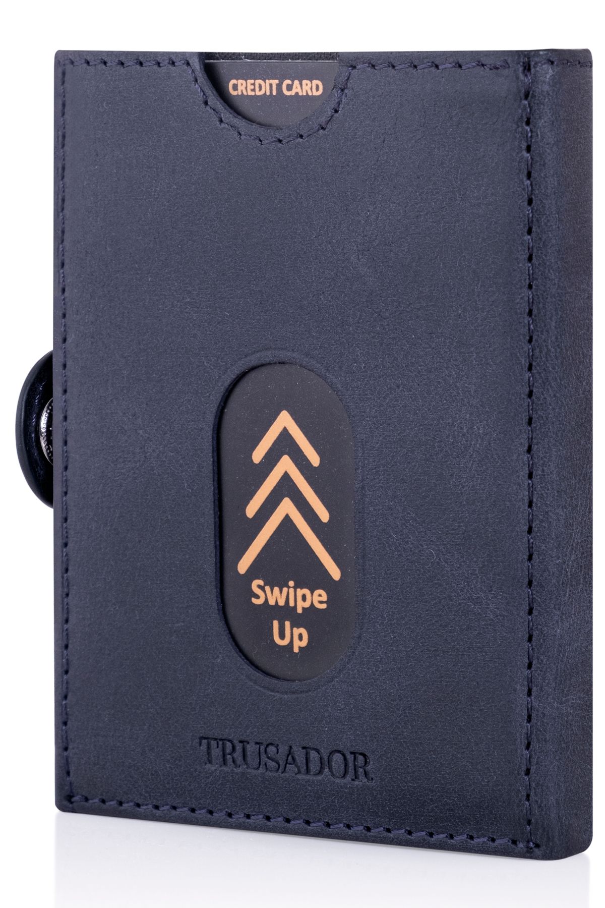 کیف پول زنانه نگهدارنده کارت آبی NAVY WALENCIA چرمی اصلی یونیسکس RFID محافظت شده Trusador