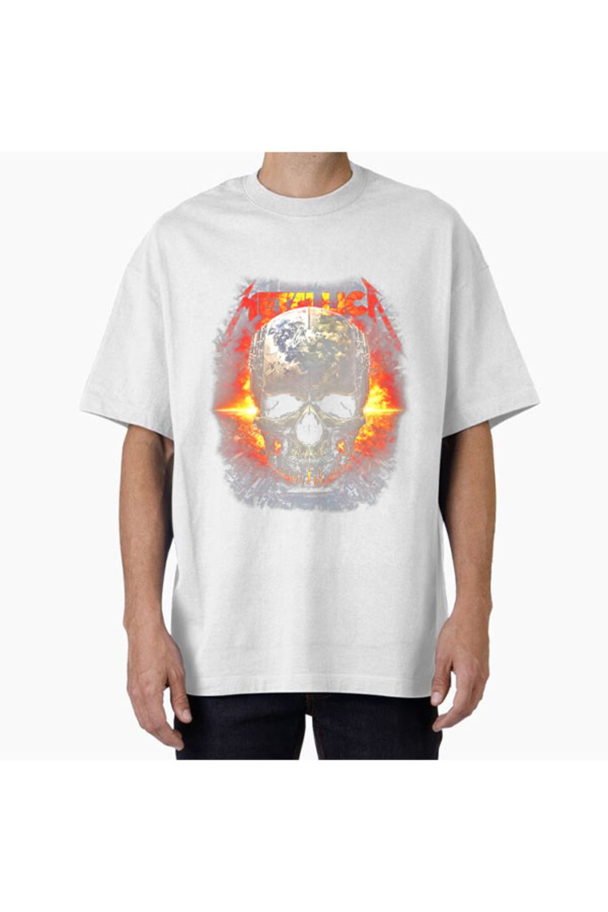 COMVİCHO Unisex Metallica37 Tasarım Baskılı Oversize T-Shirt