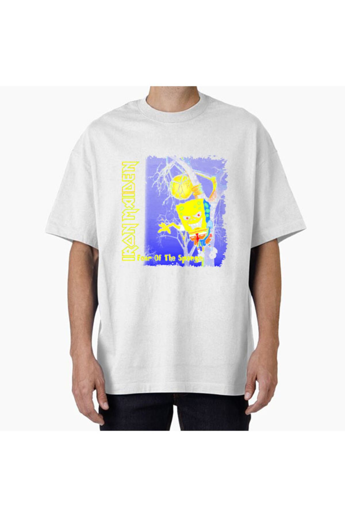 COMVİCHO Unisex maidenfearofthespongeOutput Tasarım Baskılı Oversize T-Shirt