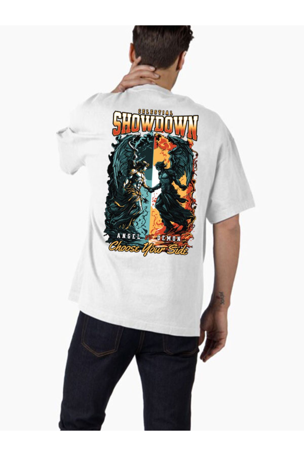 COMVİCHO Unisex streetwear7 Tasarım Baskılı Oversize T-Shirt