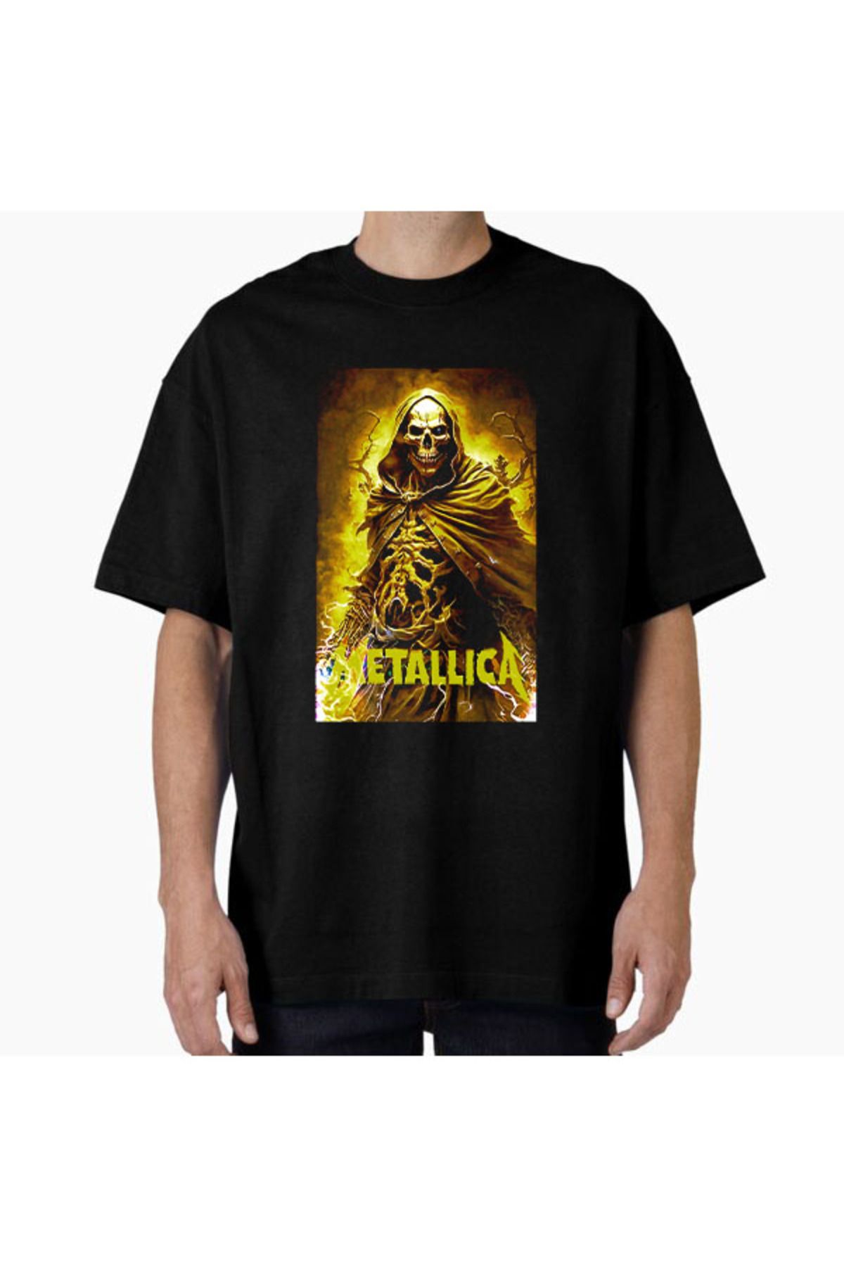 COMVİCHO Unisex Metallica40 Tasarım Baskılı Oversize T-Shirt