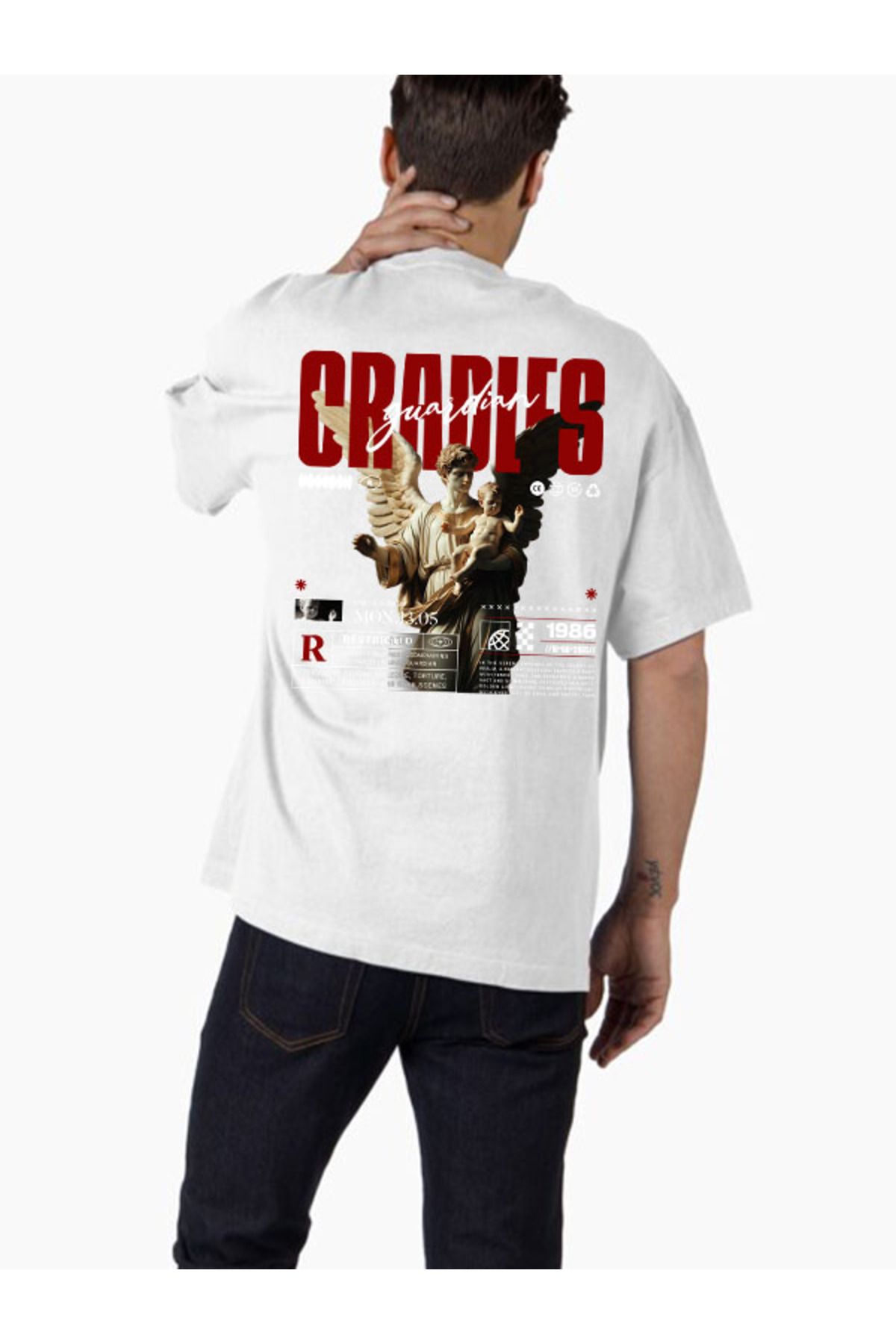 COMVİCHO Unisex streetwear96 Tasarım Baskılı Oversize T-Shirt