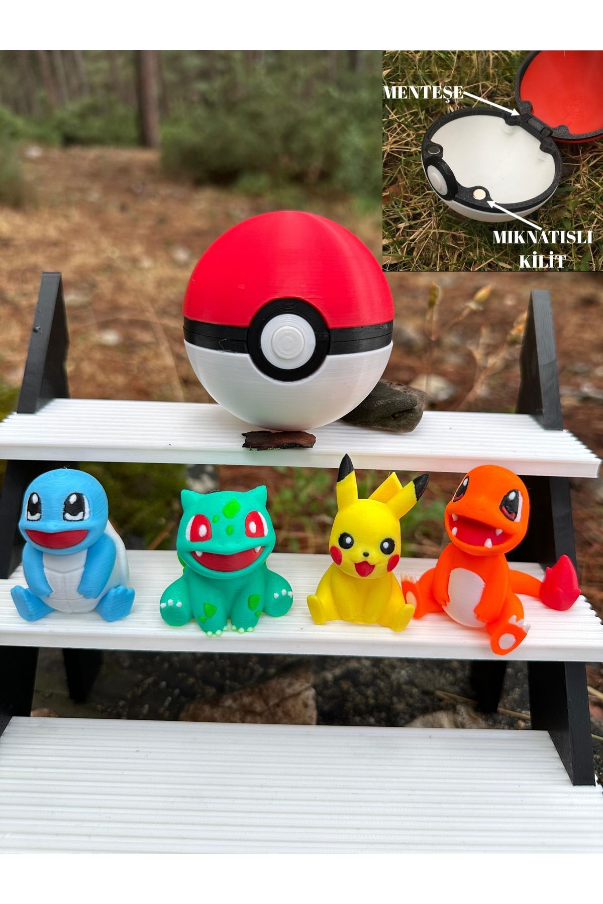 Phoenix Koleksiyon Pokemon Figürü Mıknatıslı Açılır Kapanır Pokemon Topu Pikachu Bulbasaur Squirtle Charmander 5cm