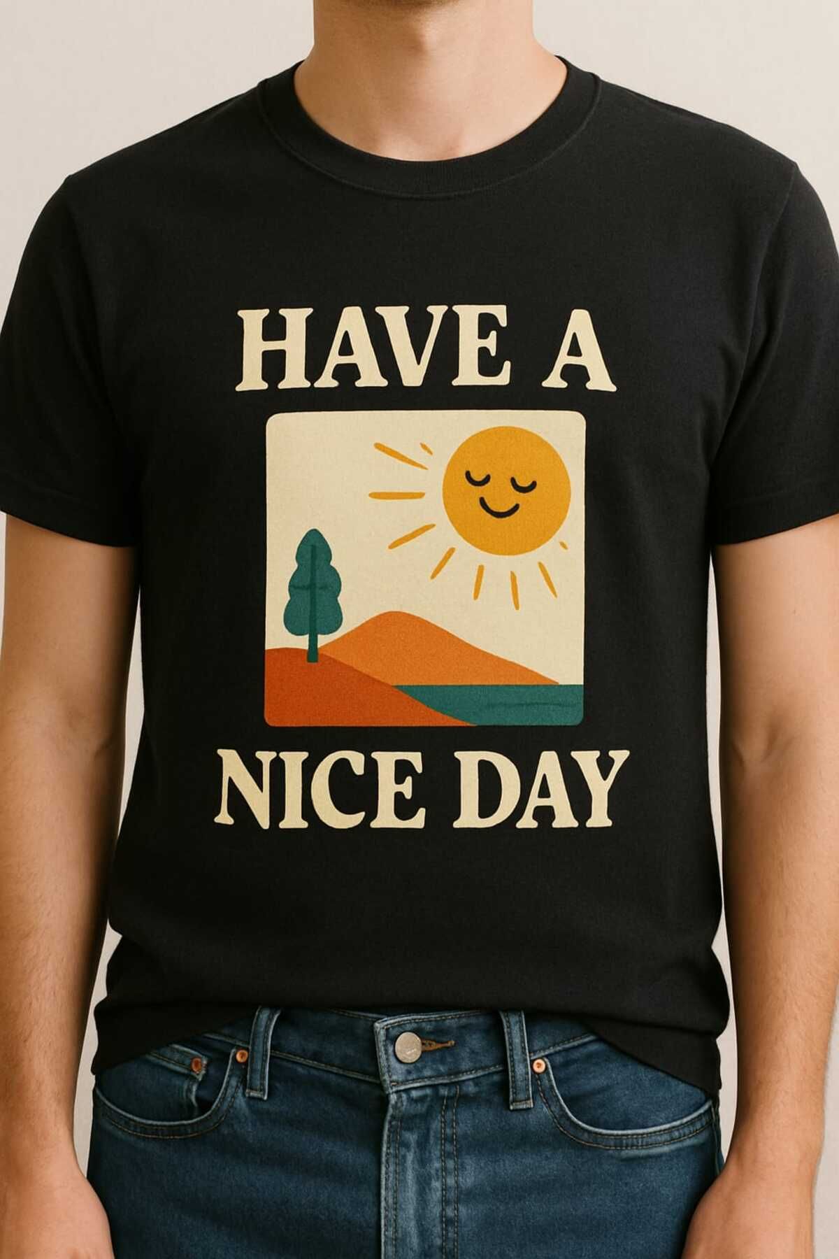 MAGORS GraffTee Nice Day Baskılı Siyah T-shirt