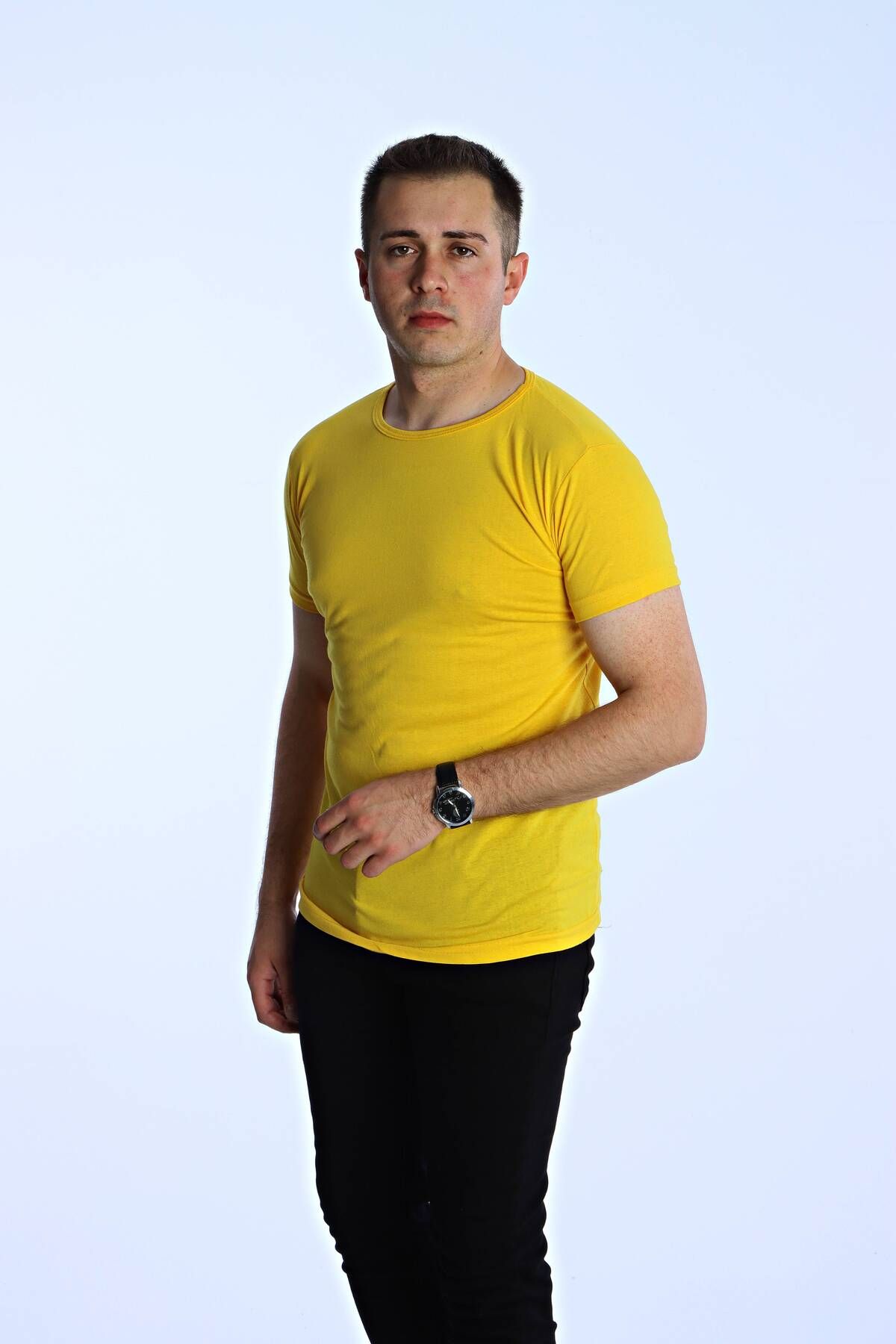 eg38 Eko Slimfit Basic Tişört Sarı