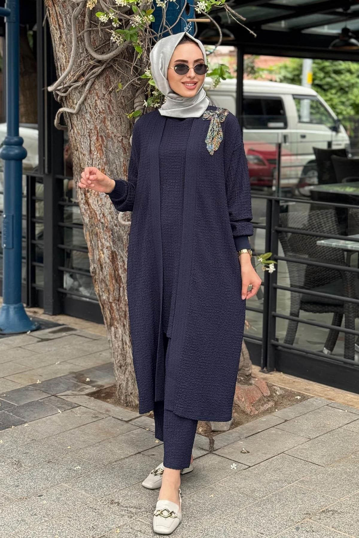 Nurcan Çetin Pantolonlu Takım 25602 Lacivert