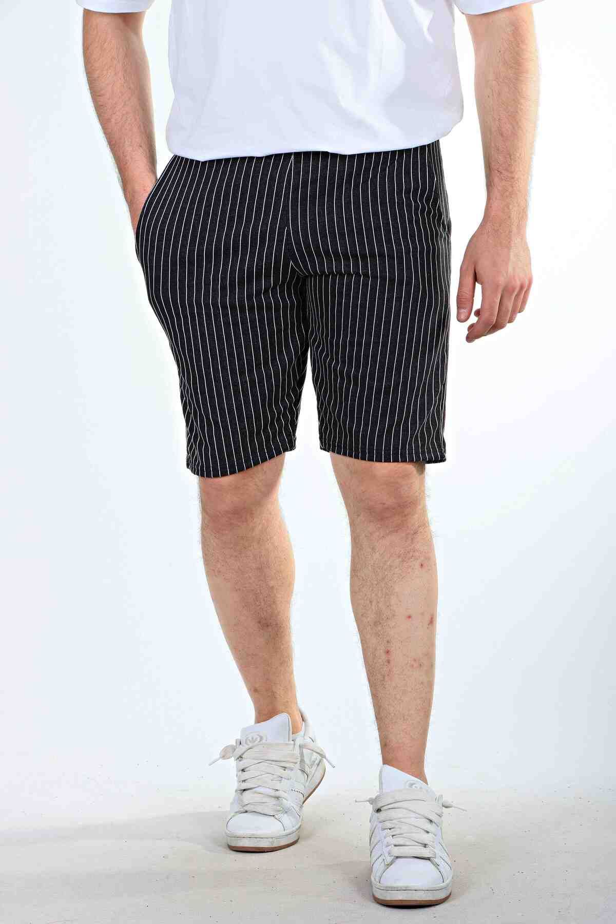 eg38 Çizgili Jogger Şort Siyah