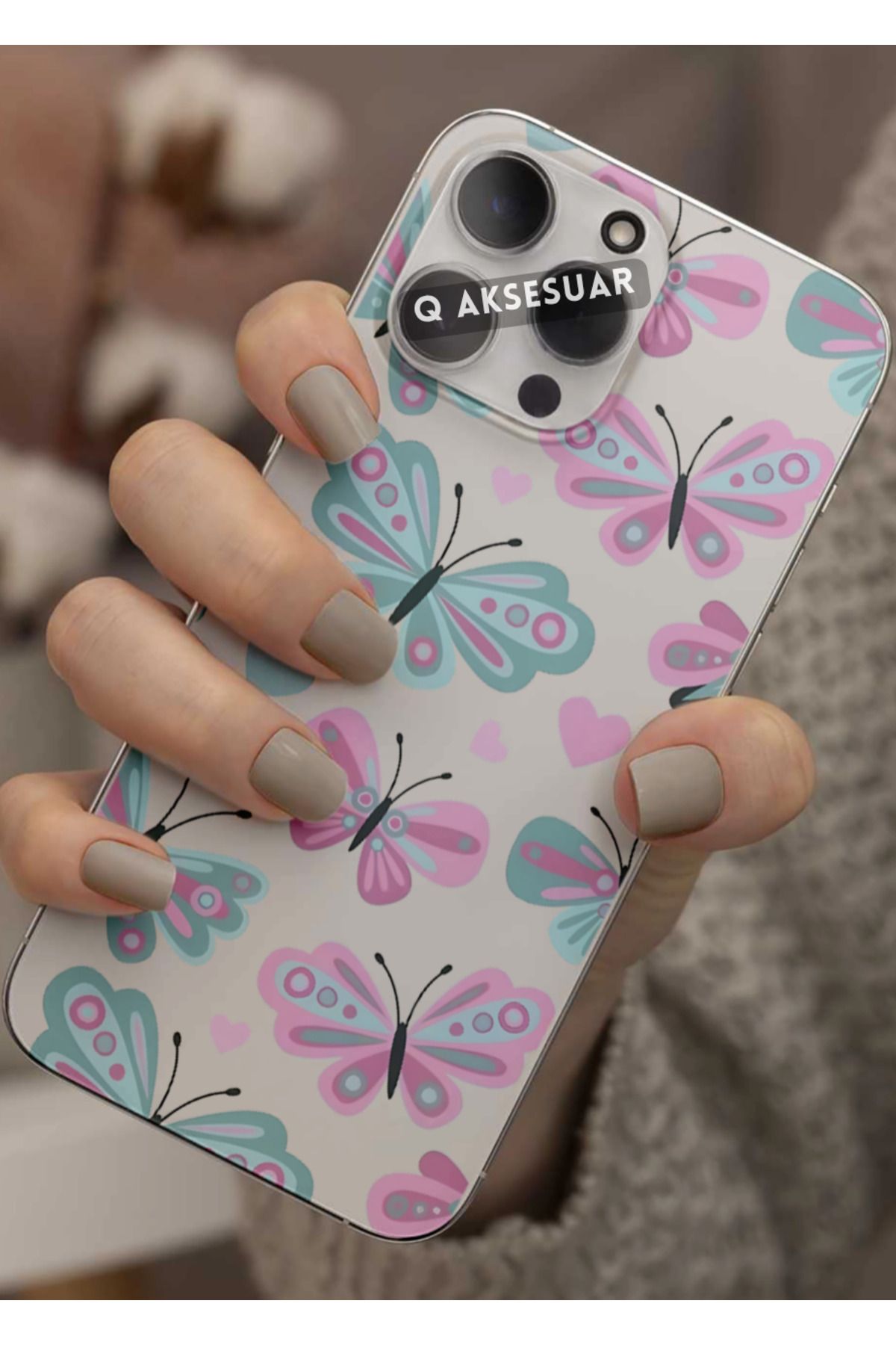 Q Aksesuar Huawei Mate 20 Lite Uyumlu Renkli Kelebek Tasarımlı Şeffaf Telefon Kılıfı Kapak Case