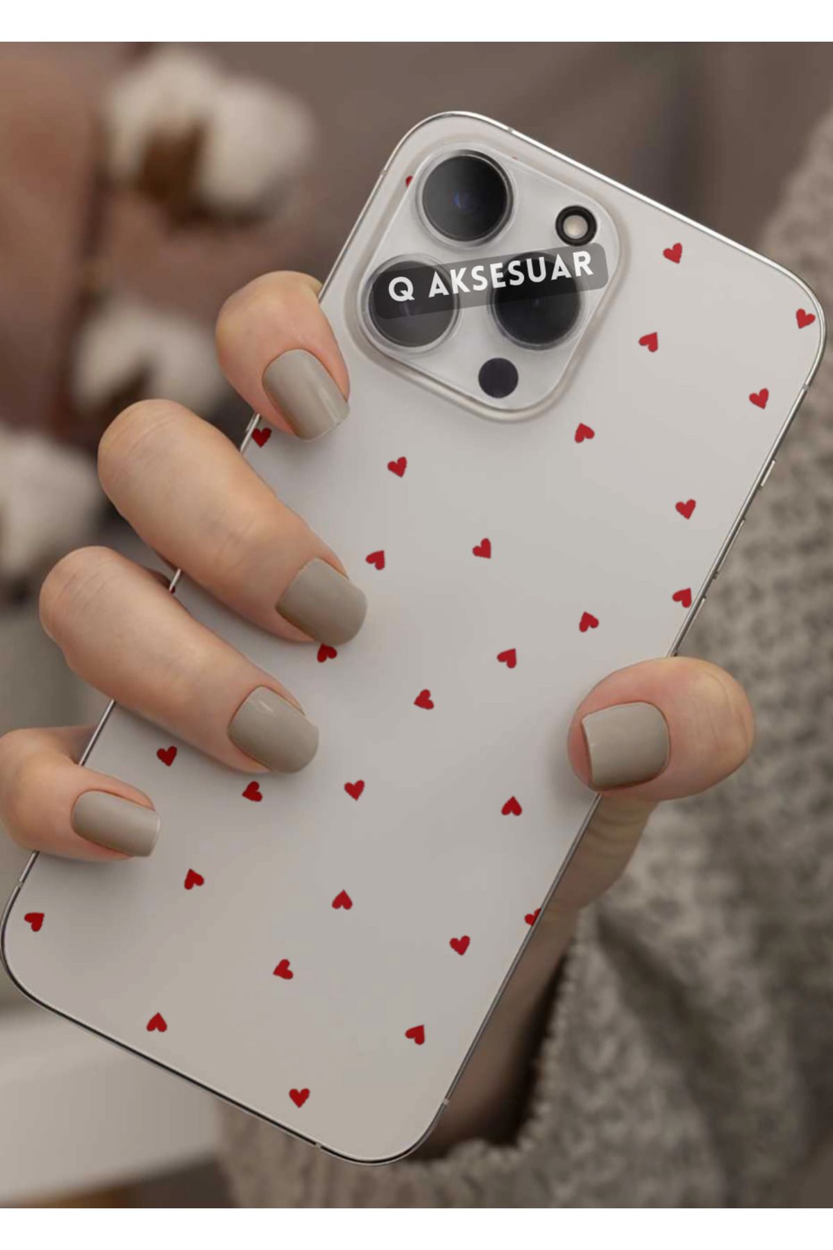 Q Aksesuar Xiaomi Redmi Note 13 5G Uyumlu Mini Kırmızı Kalp Tasarımlı Şeffaf Telefon Kılıfı Kapak Case