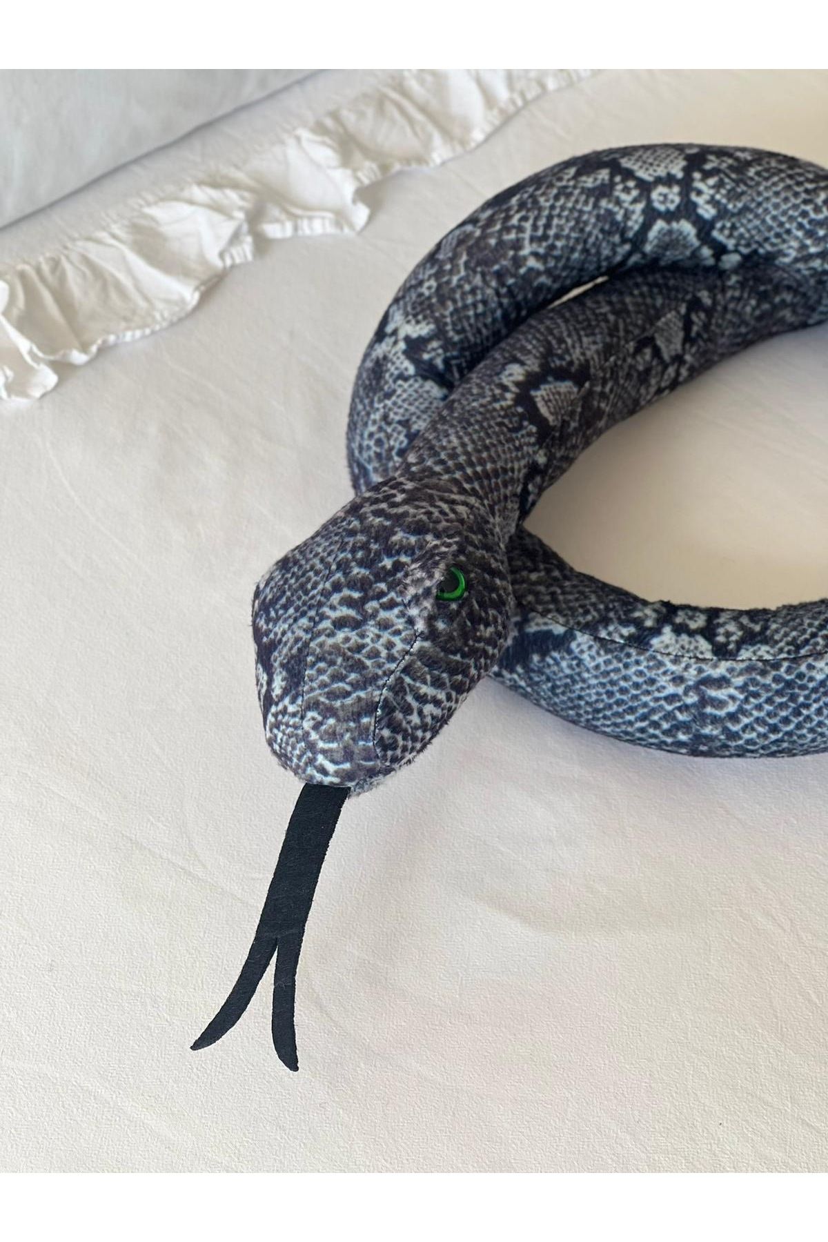 MR.Frenks Çocuk Sevimli Yılan Oyun Arkadaşı Peluş Yastık Gri 120 cm
