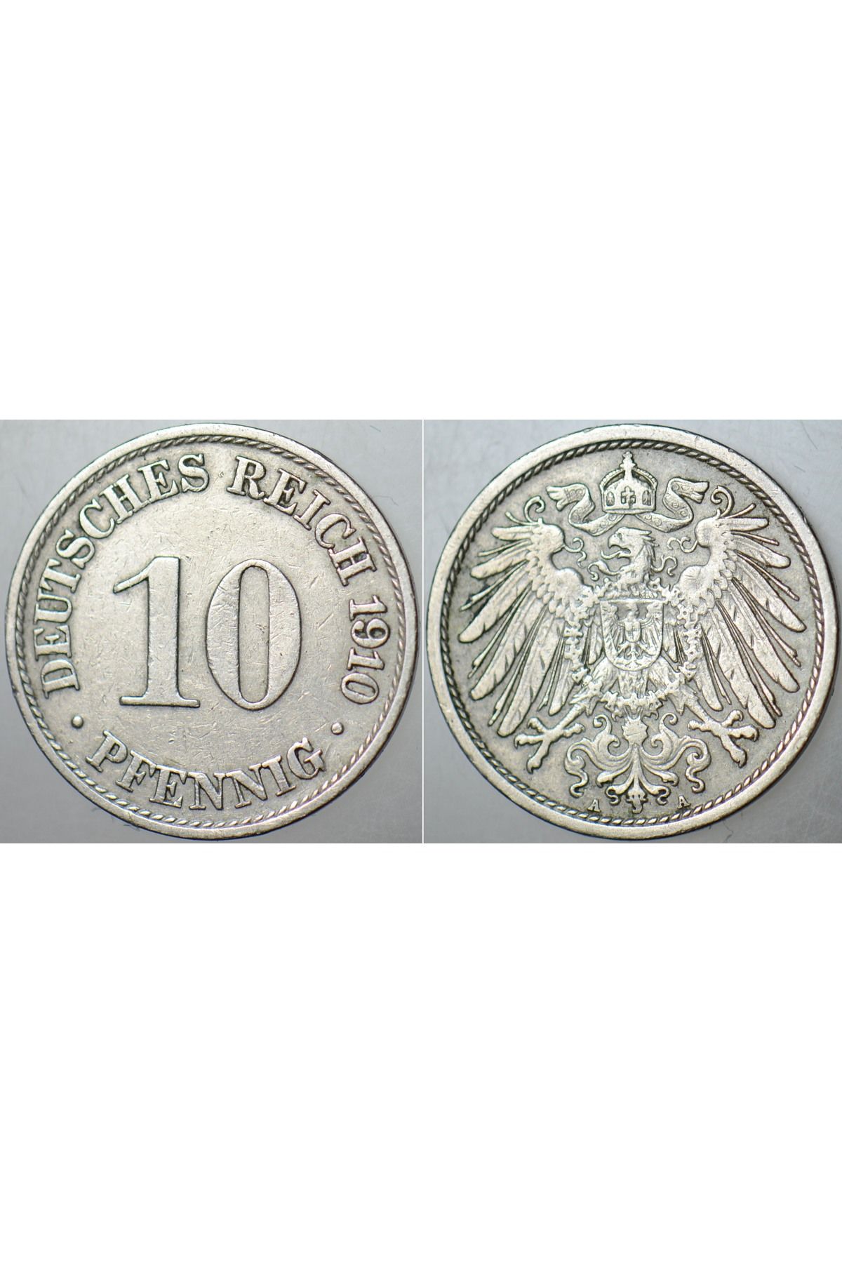Banknoting Almanya İmparatorluğu 10 Pfennig 1910 A. Reichspfennig. Ii. Wilhelm Dönemi̇.