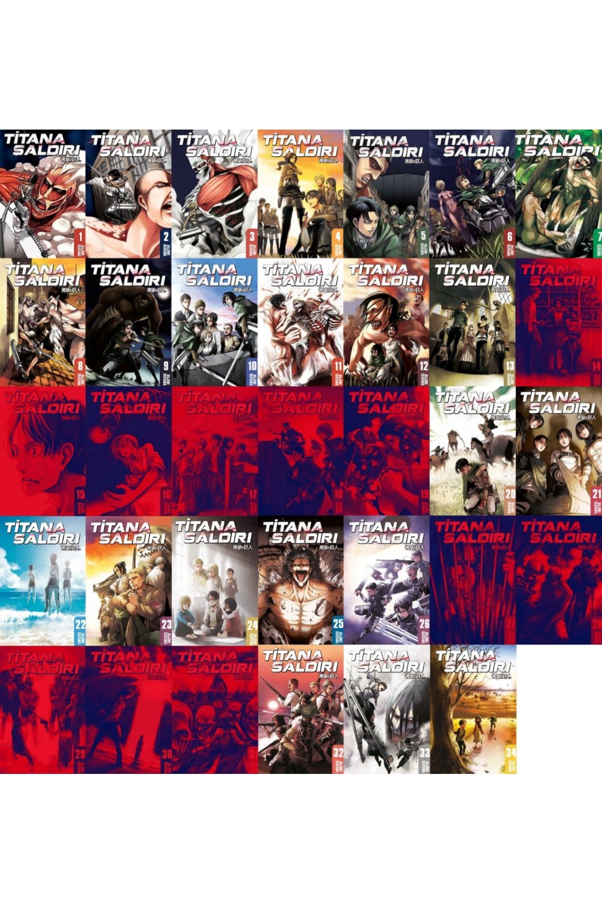 Gerekli Şeyler Yayıncılık Titana Saldırı ( 1-13, 20-26, 32-34 ) 23 Ciltlik Manga Seti