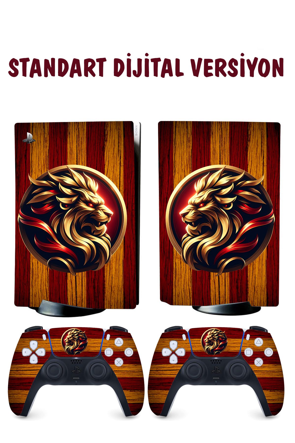 KT Decor Sarı Kırmızı Aslan Playstation 5 Full Sticker Kaplama Seti